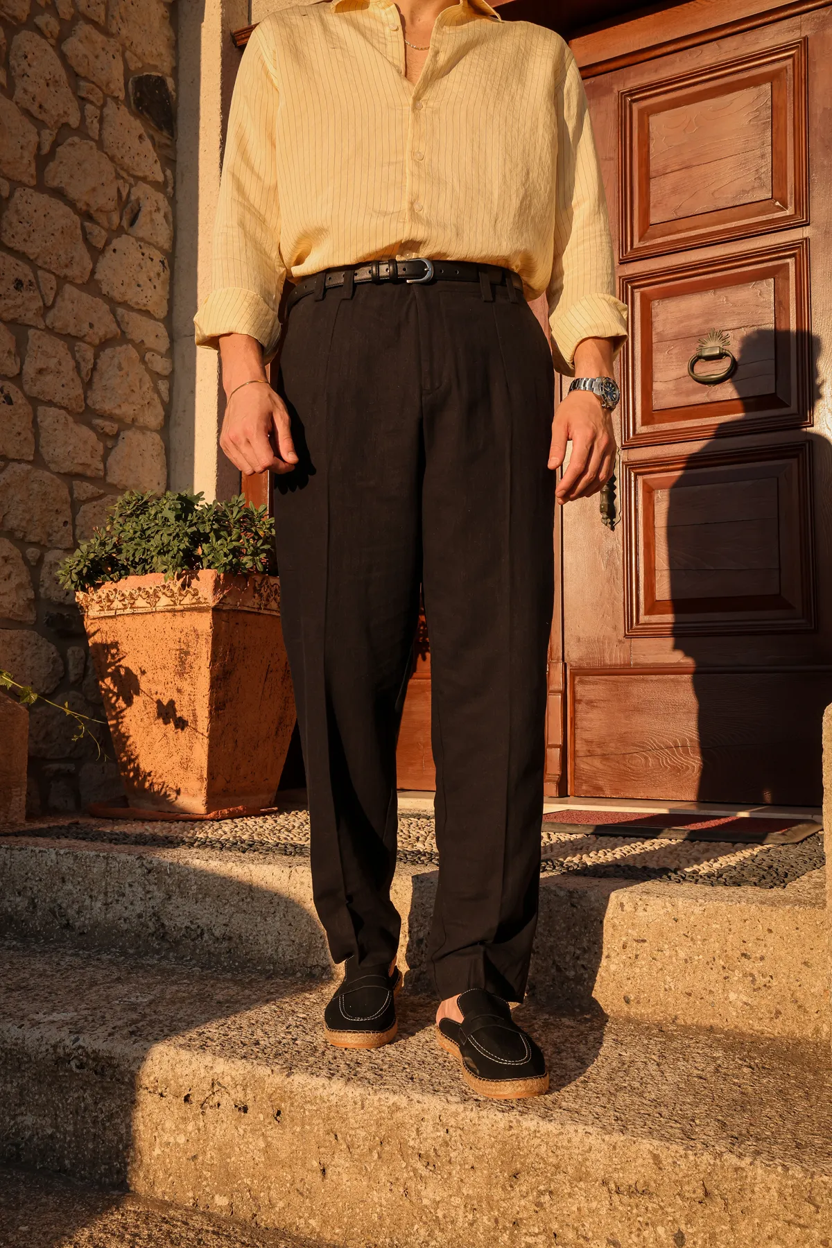 Nerja Siyah Pamuk Erkek Pantolon