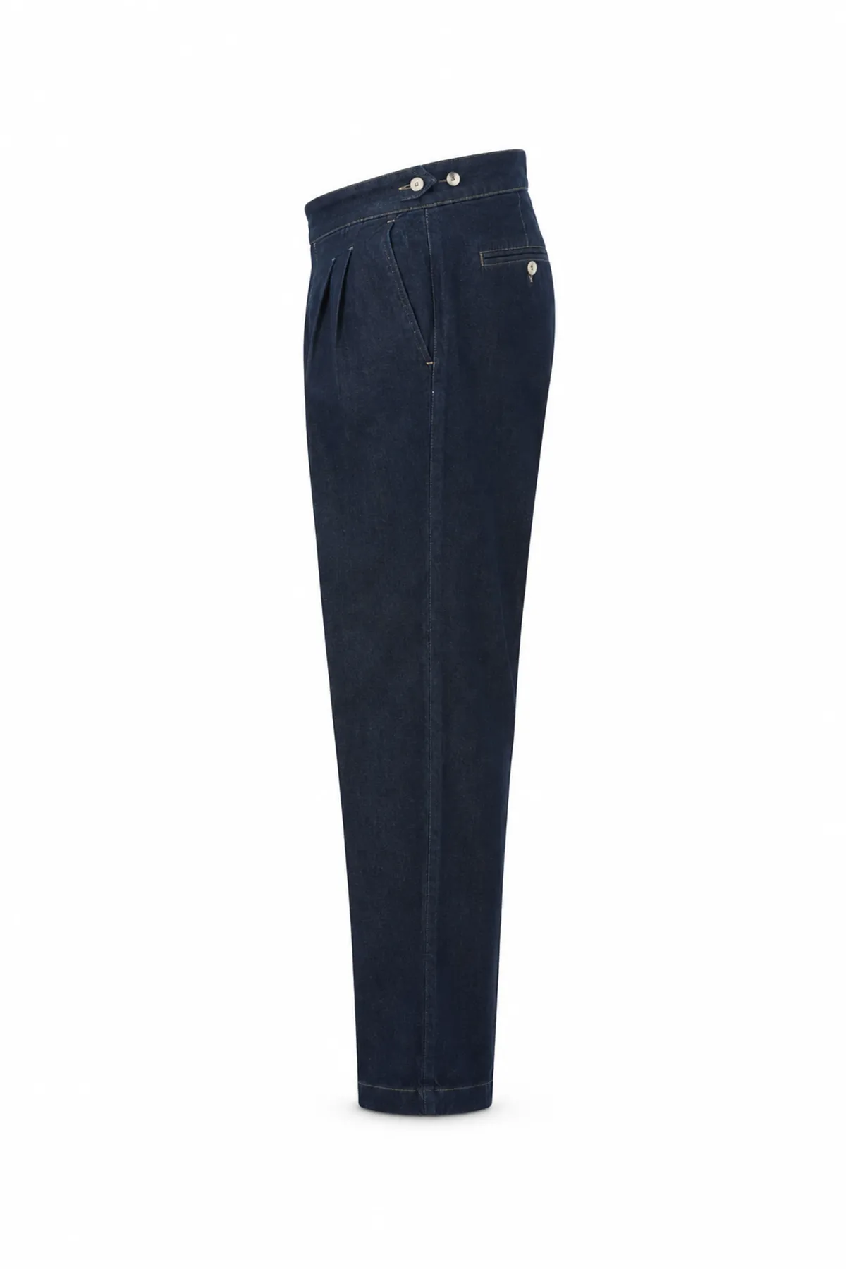Lecce Lüks İtalyan %100 Pamuk Koyu Mavi Denim Erkek Kot Pantolon