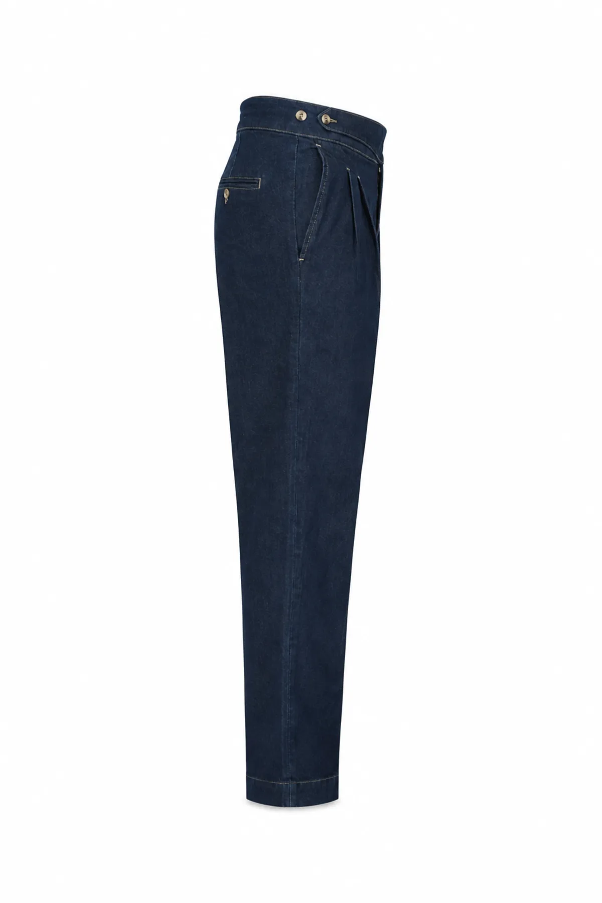 Lecce Lüks İtalyan %100 Pamuk Koyu Mavi Denim Erkek Kot Pantolon