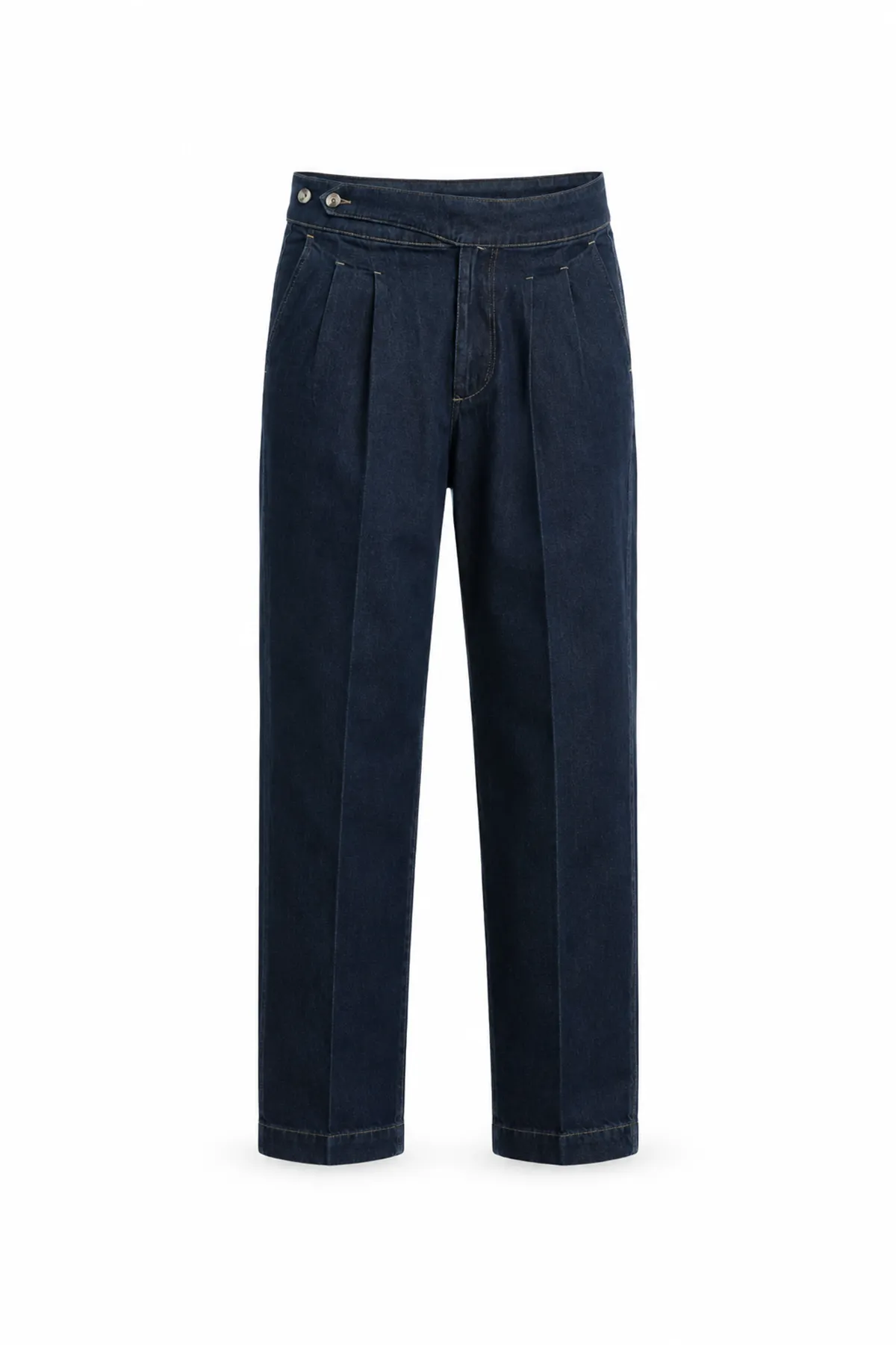Lecce Lüks İtalyan %100 Pamuk Koyu Mavi Denim Erkek Kot Pantolon
