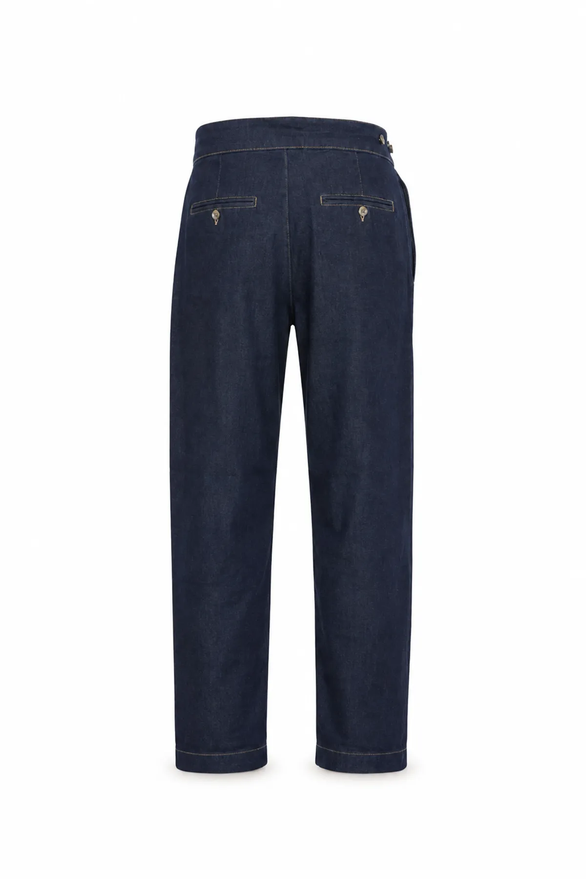Lecce Lüks İtalyan %100 Pamuk Koyu Mavi Denim Erkek Kot Pantolon