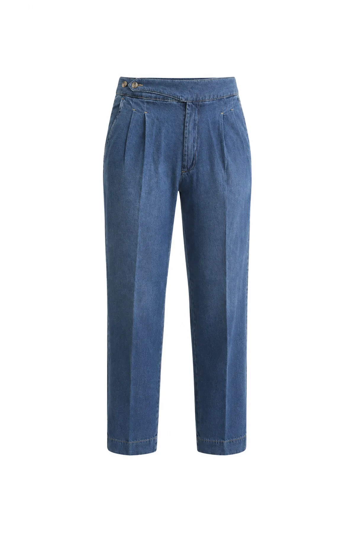 Lecce Lüks İtalyan %100 Pamuk Mavi Denim Erkek Kot Pantolon