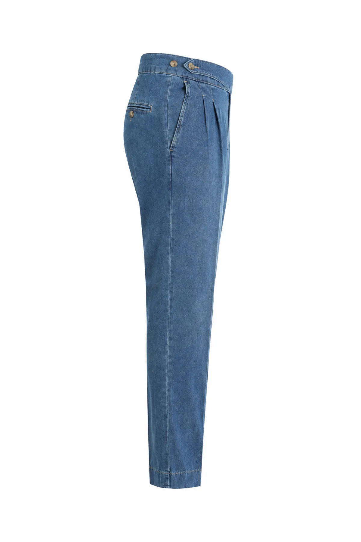 Lecce Lüks İtalyan %100 Pamuk Mavi Denim Erkek Kot Pantolon