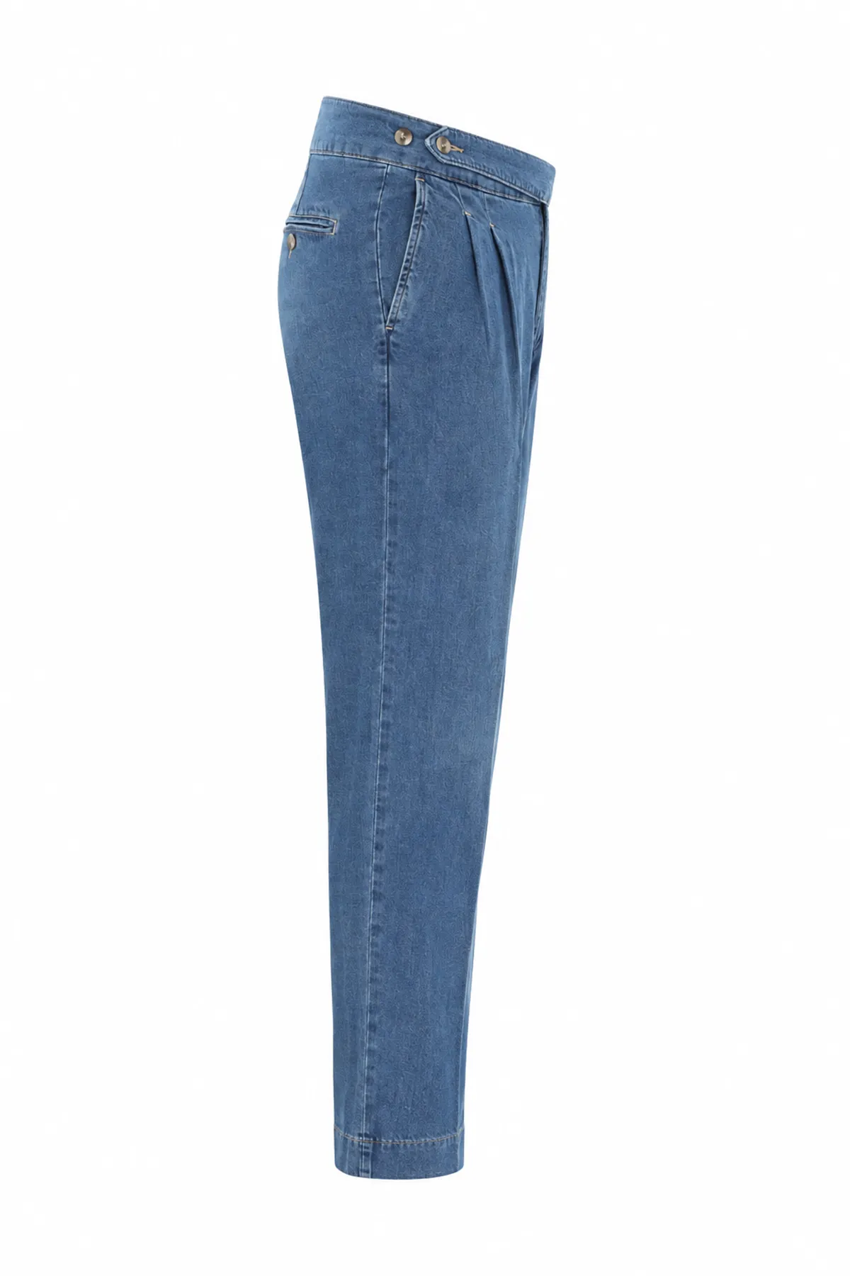 Lecce Lüks İtalyan %100 Pamuk Açık Mavi Denim Erkek Kot Pantolon