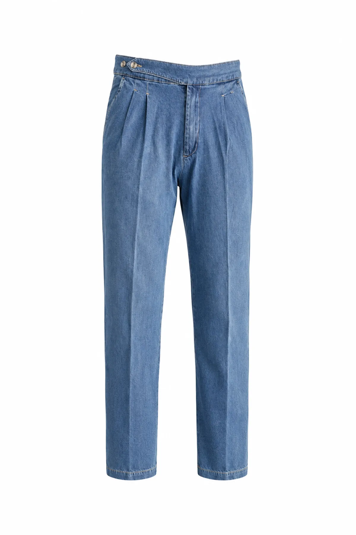 Lecce Lüks İtalyan %100 Pamuk Açık Mavi Denim Erkek Kot Pantolon