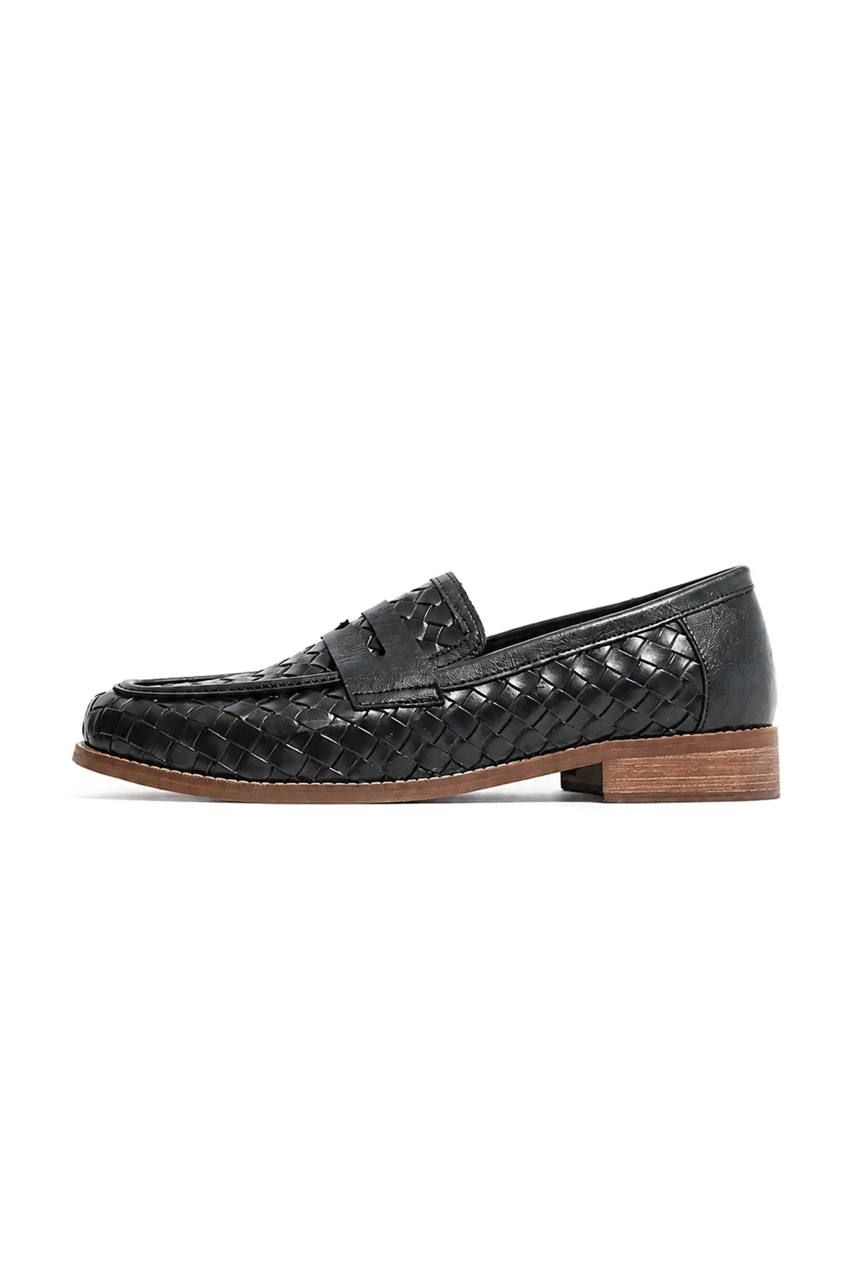 Alpin Siyah Cilt Exclusive Örgü Desen Loafer Erkek Ayakkabı