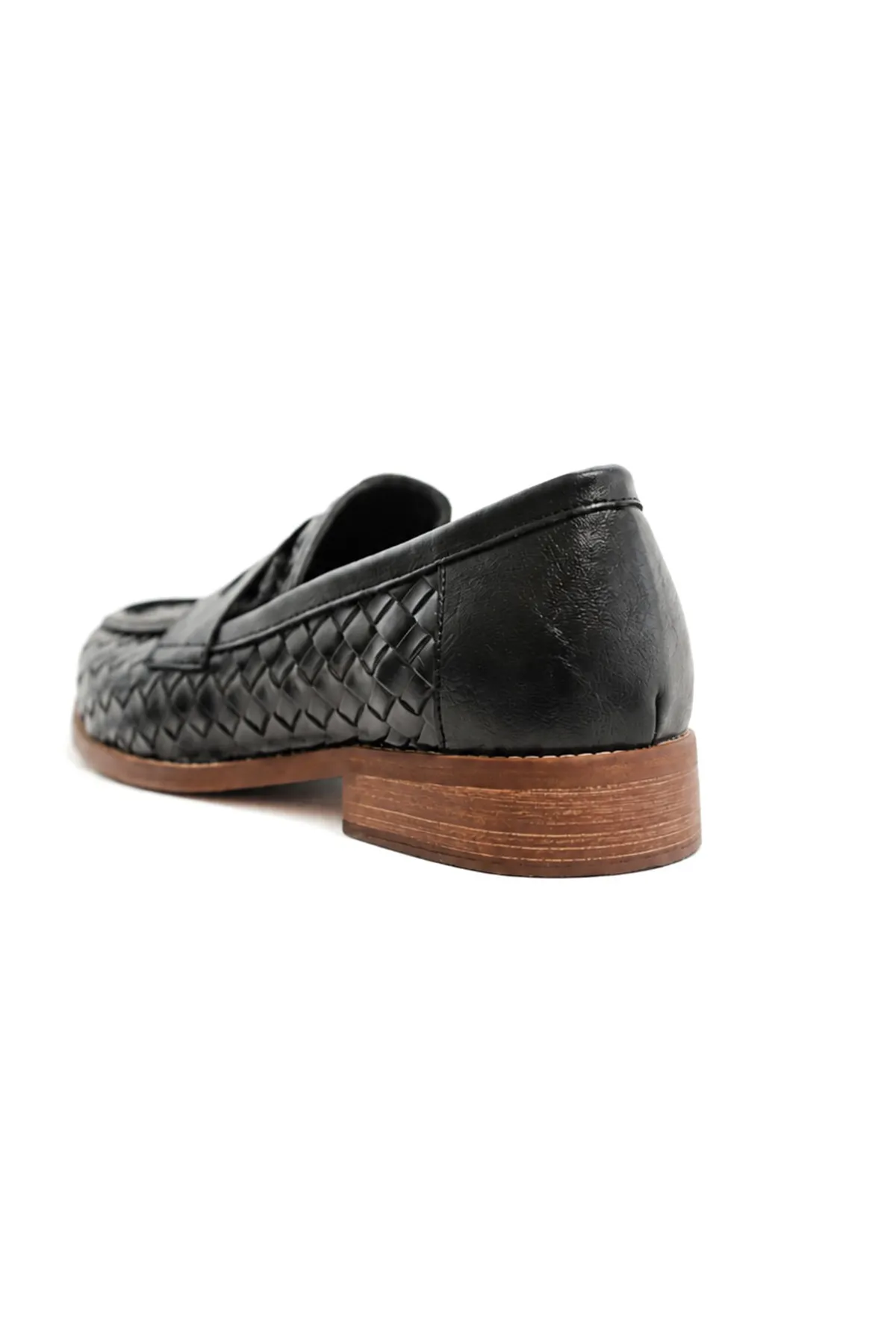 Alpin Siyah Cilt Exclusive Örgü Desen Loafer Erkek Ayakkabı