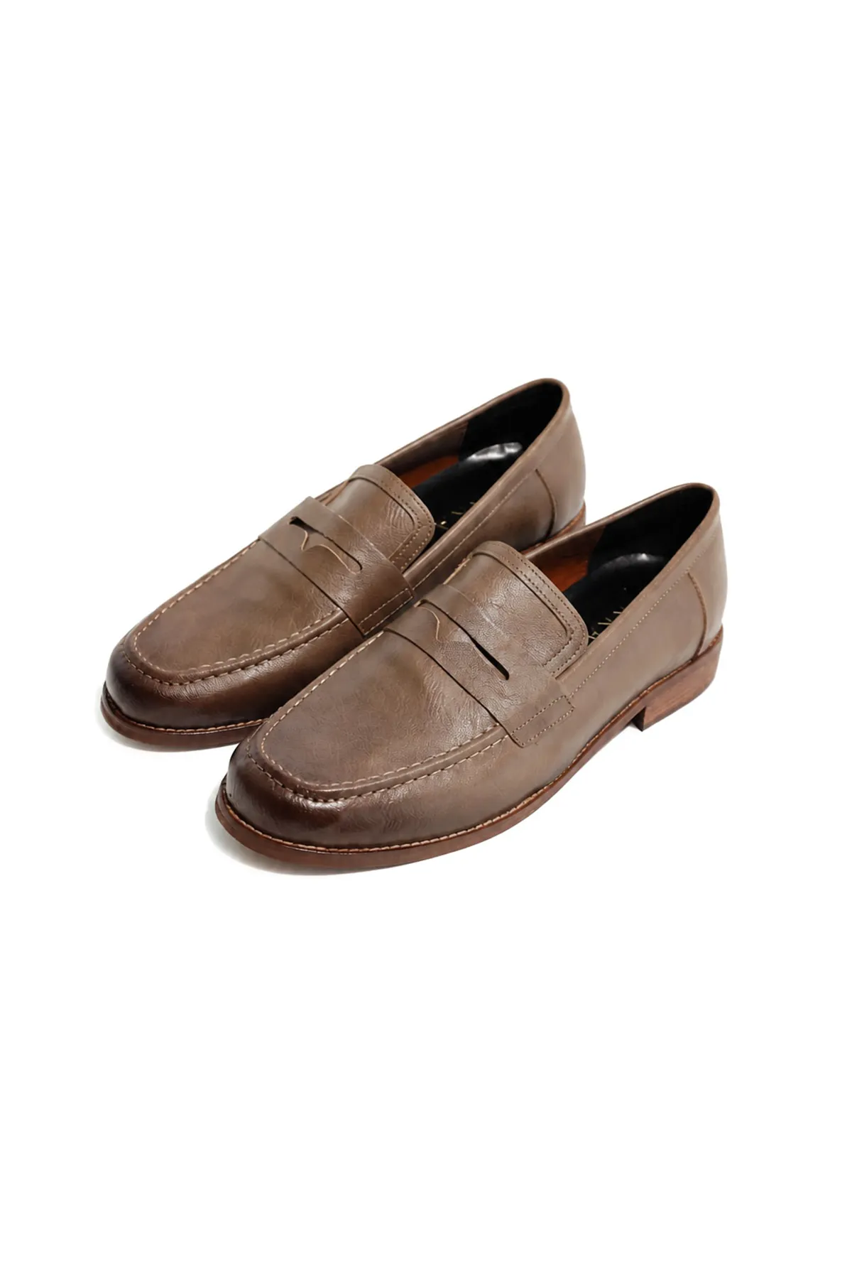Mist Bej Cilt Confort Loafer Erkek Ayakkabı