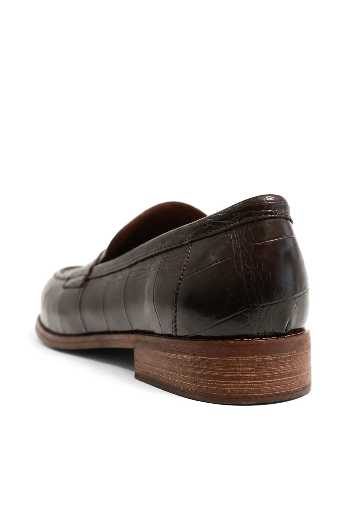 Glace Kahverengi Cilt Lüks Croco Desen Rugan Loafer Erkek Ayakkabı