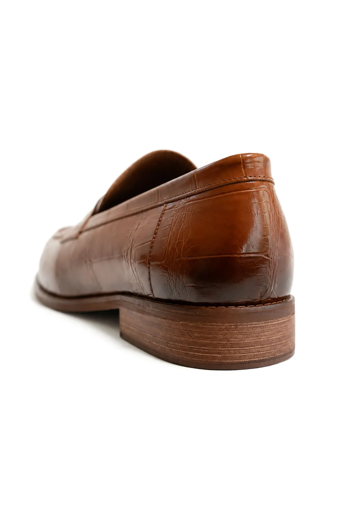 Glace Açık Kahverengi Cilt Lüks Croco Desen Rugan Loafer Erkek Ayakkabı