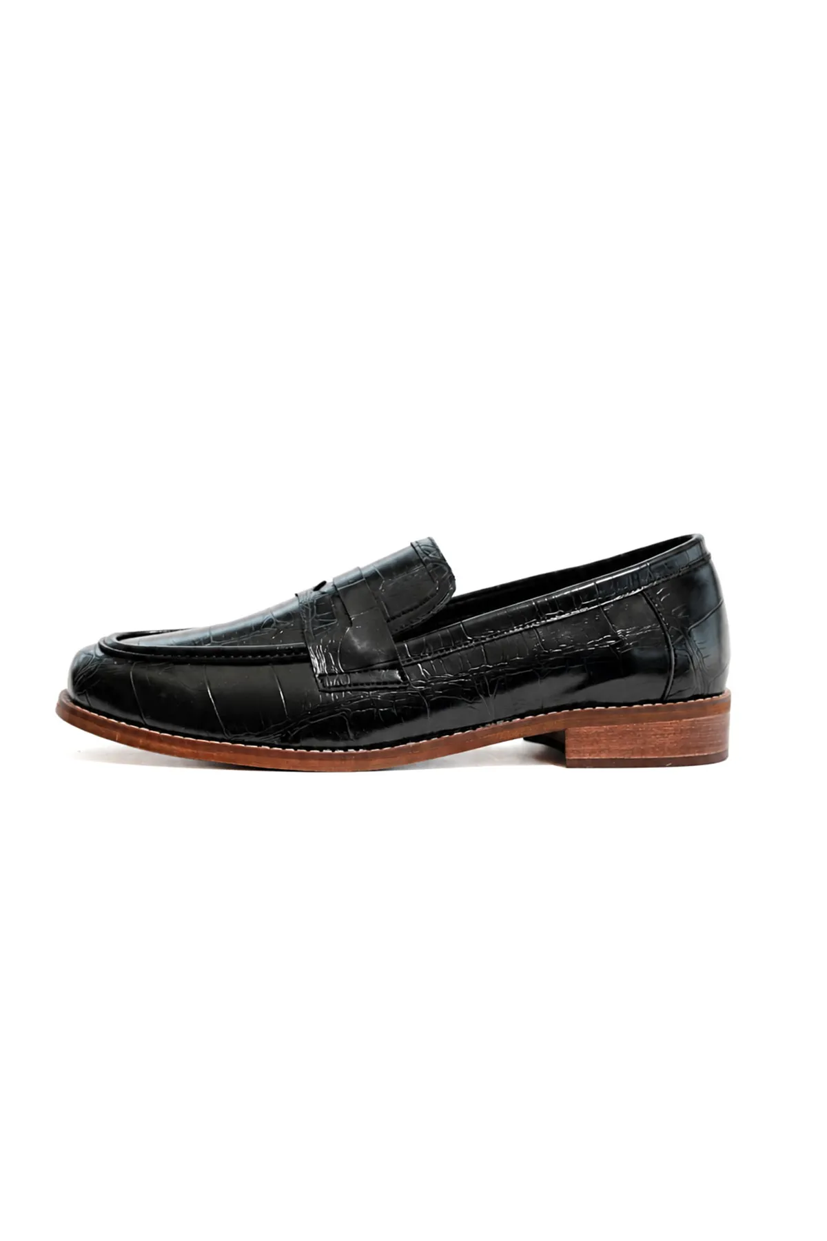 Nord Siyah Cilt Elit Croco Desen Rugan Loafer Erkek Ayakkabı