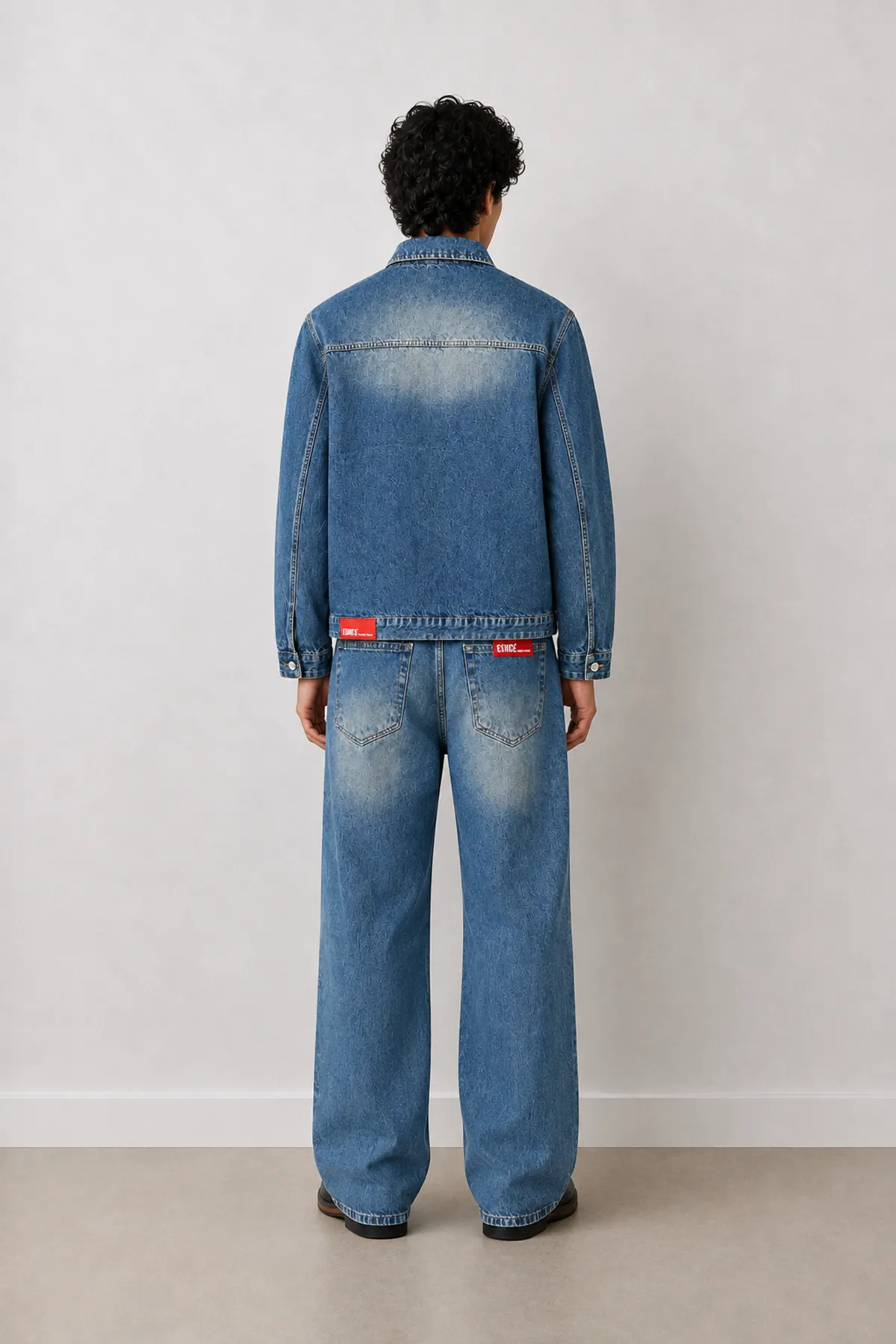 Duster Buz Mavisi Lüks Street Crop %100 Pamuk Denim Erkek Kot Ceket ve Bootcut Lüks Street %100 Pamuk Denim Erkek Kot Pantolon Kombin