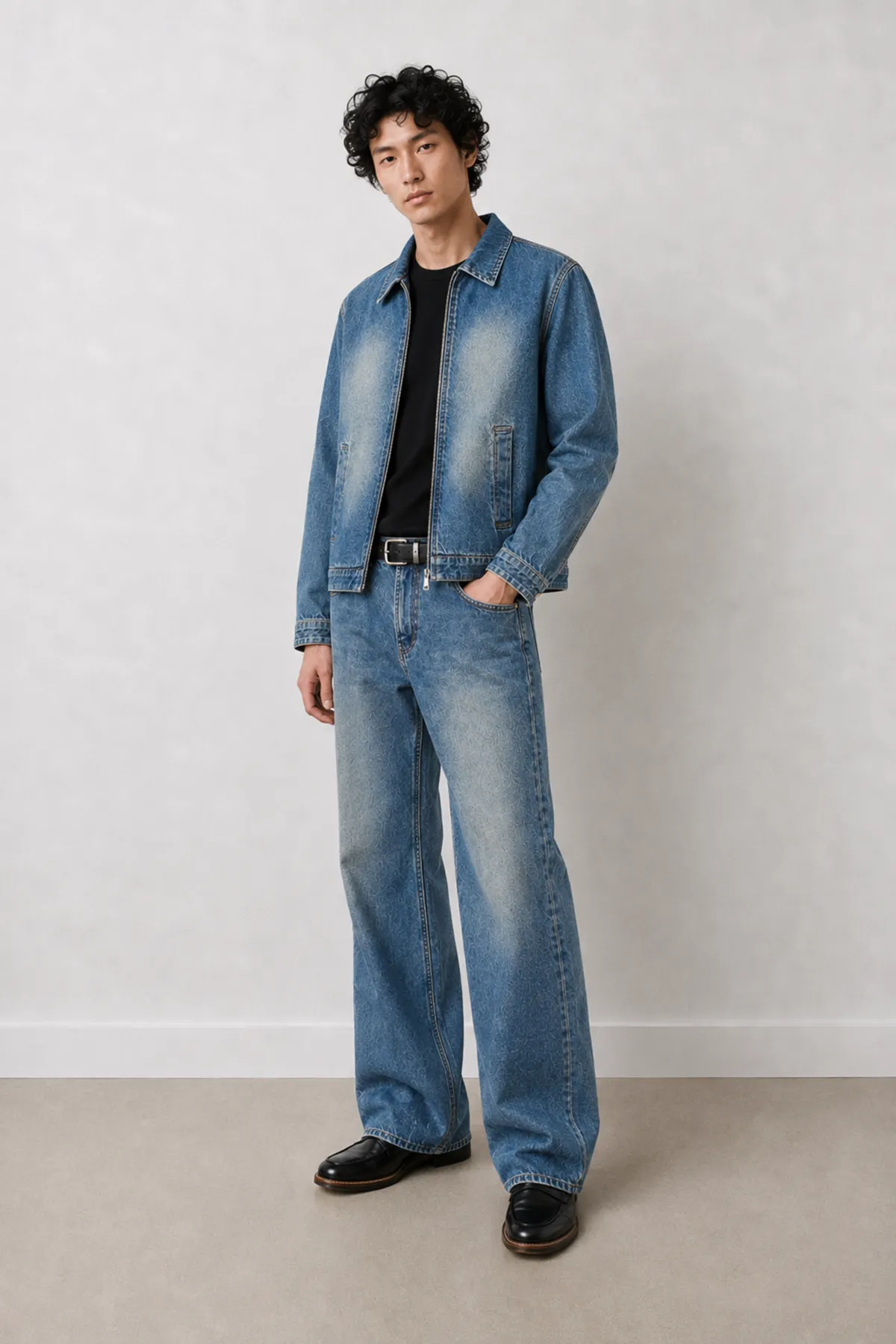Duster Kombin - Buz Mavisi - Lüks Street Crop - %100 Pamuk Denim - Erkek Kot Ceket - Bootcut Lüks Street - %100 Pamuk Denim - Erkek Kot Pantolon