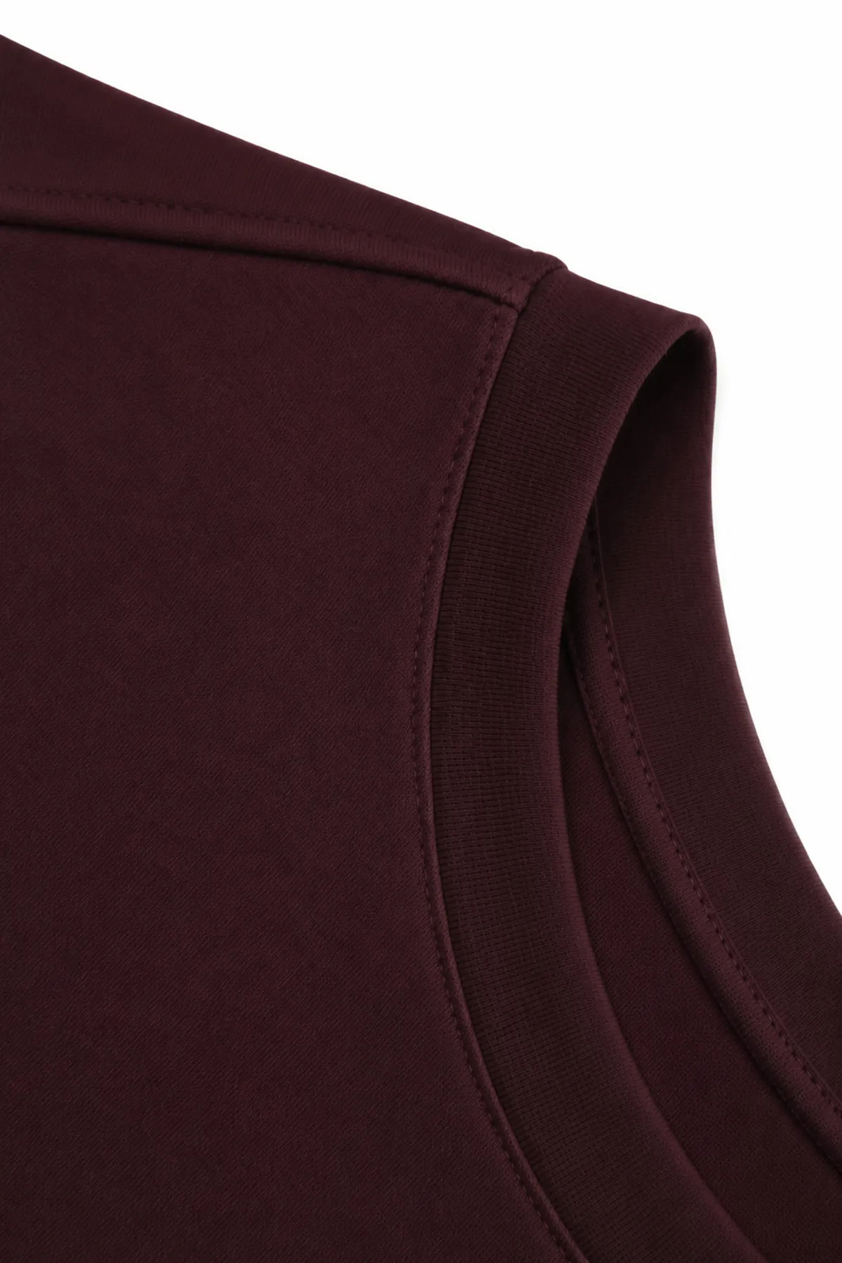 Bran - Bordo - Oversize Pamuklu - Uzun Kollu Hafif Crop - Erkek Tshirt