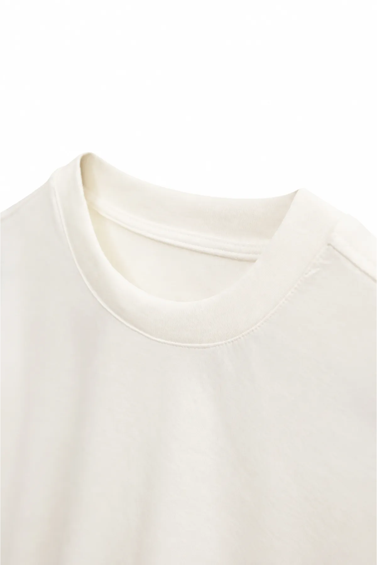 Bran - Beyaz - Oversize Pamuklu - Uzun Kollu Hafif Crop - Erkek Tshirt