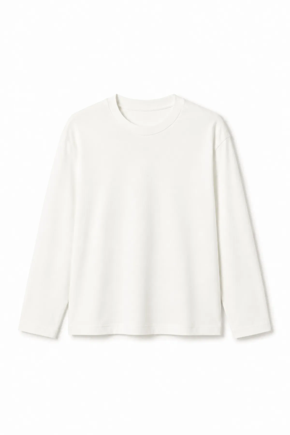 Bran - Beyaz - Oversize Pamuklu - Uzun Kollu Hafif Crop - Erkek Tshirt