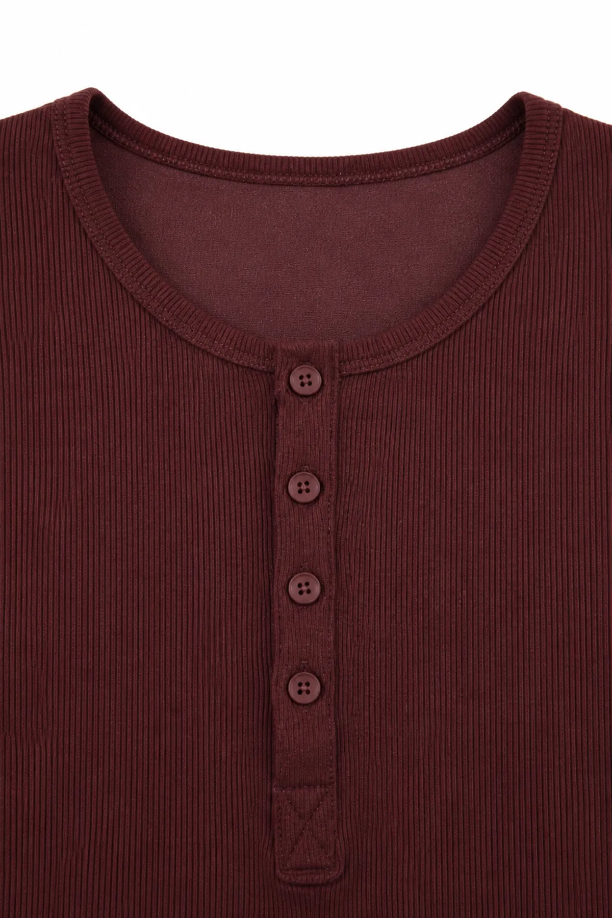 Shale - Bordo - Bisiklet Yaka Uzun Kollu - %100 Pamuk - Yaka Düğmeli Erkek Tshirt