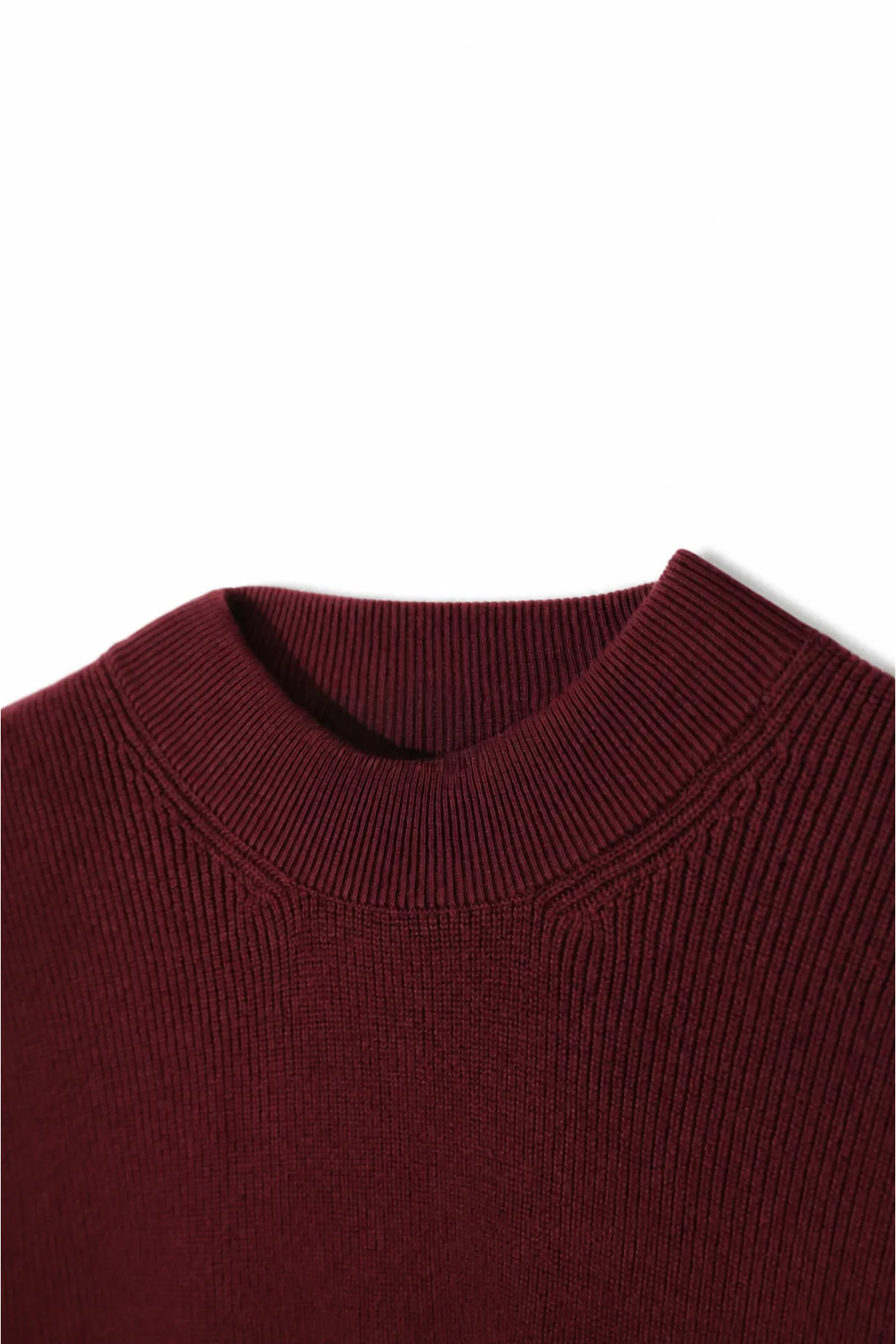 Woven - Bordo - Pamuklu Yarım Boğazlı - Erkek Kazak