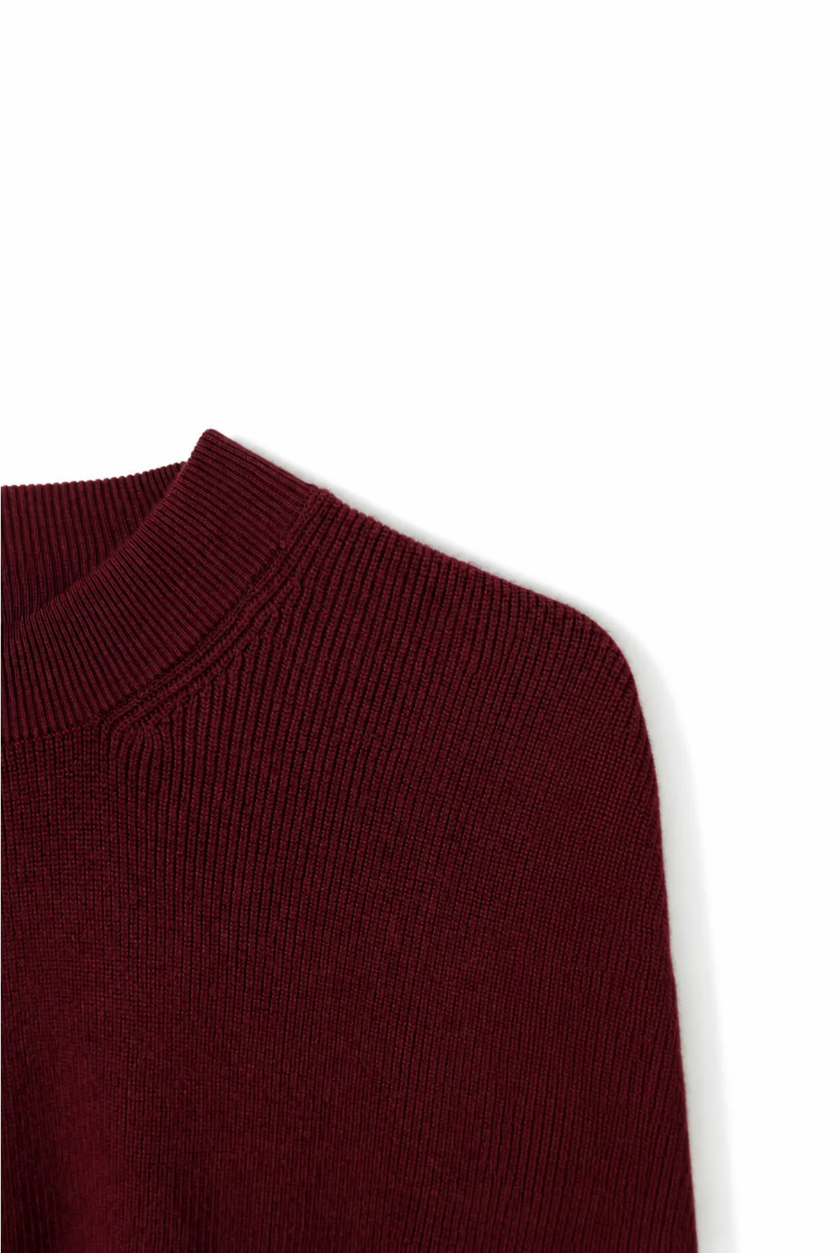 Woven - Bordo - Pamuklu Yarım Boğazlı - Erkek Kazak