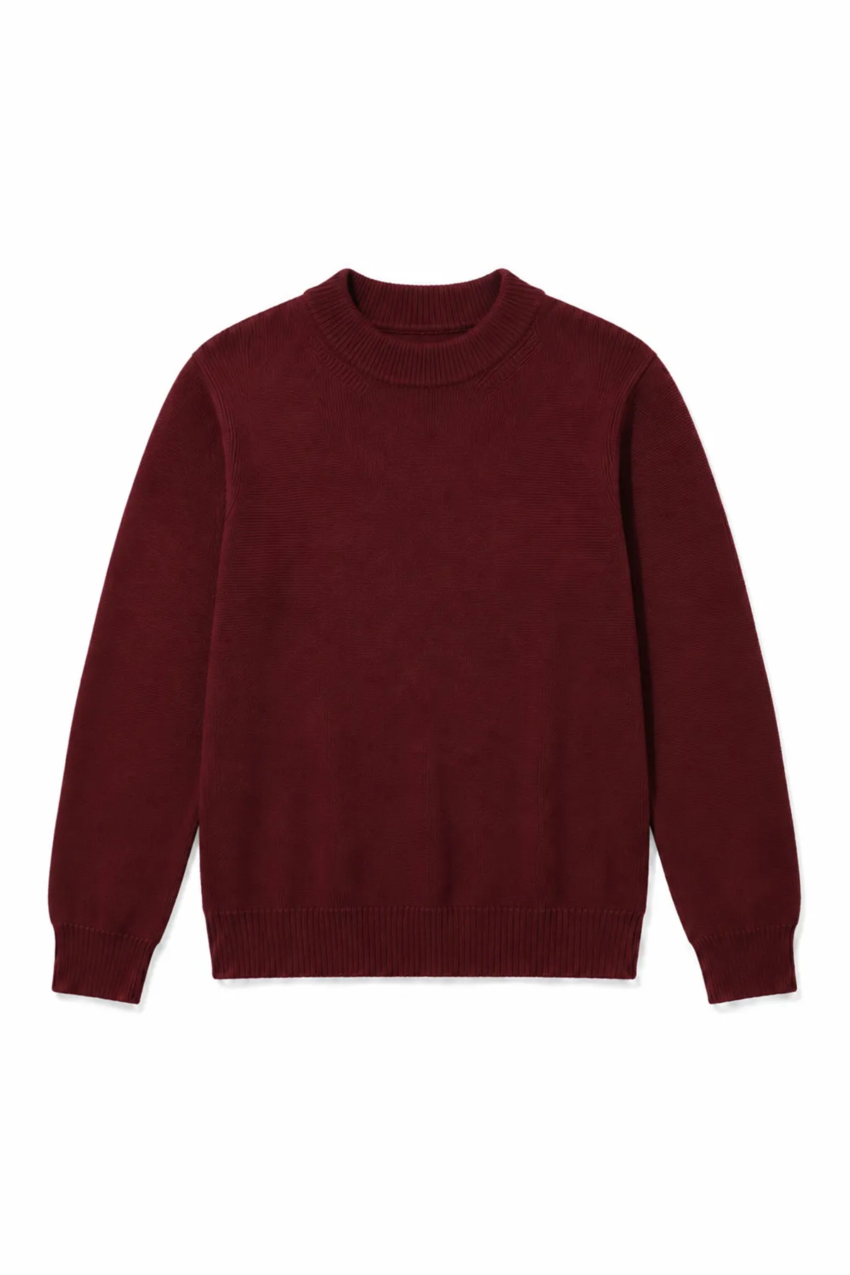 Woven - Bordo - Pamuklu Yarım Boğazlı - Erkek Kazak