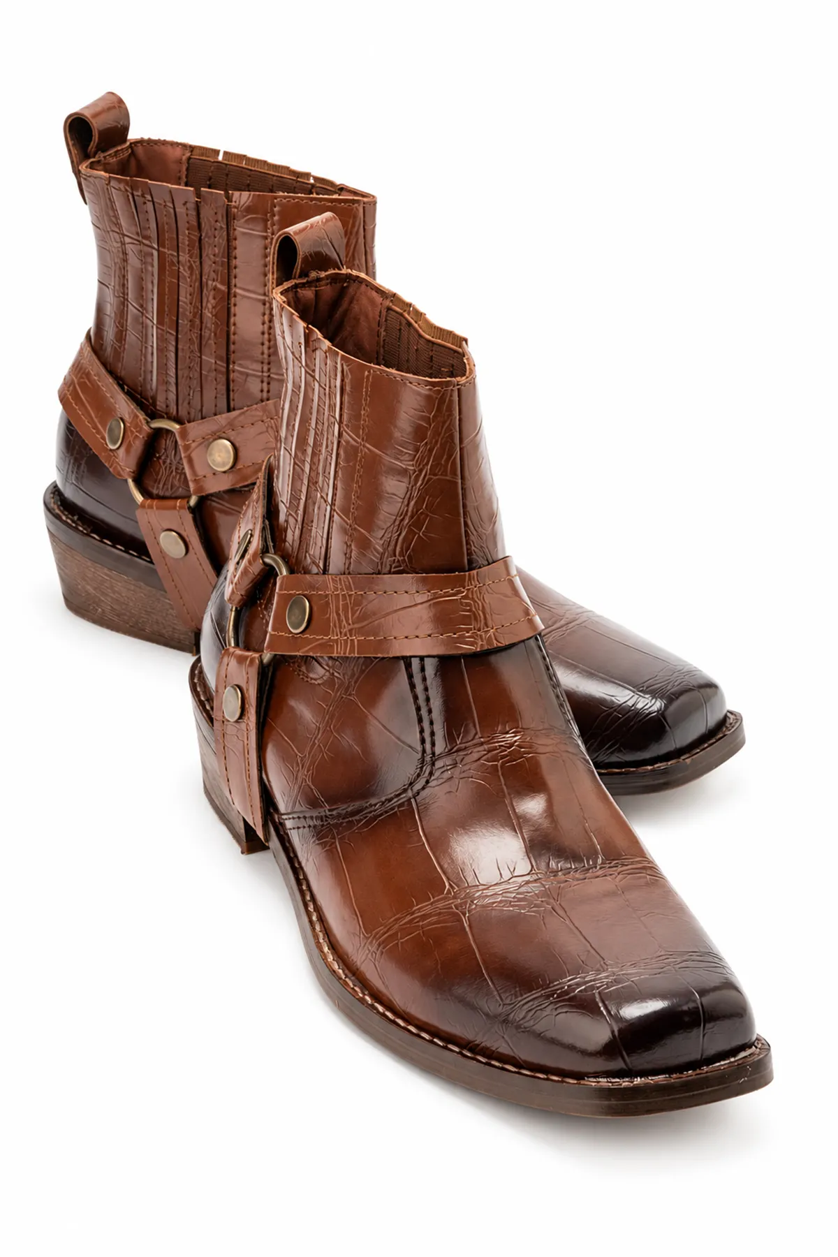 North Rider - Taba - Cilt Croco Desen - Cowboy Erkek Bot