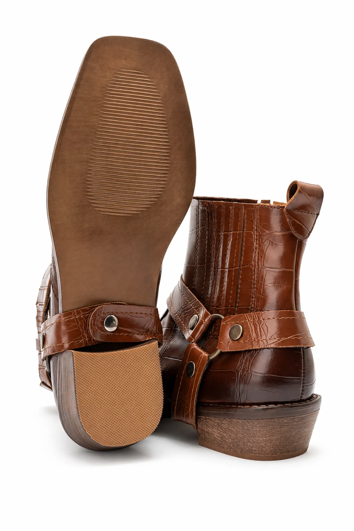 North Rider - Taba - Cilt Croco Desen - Cowboy Erkek Bot
