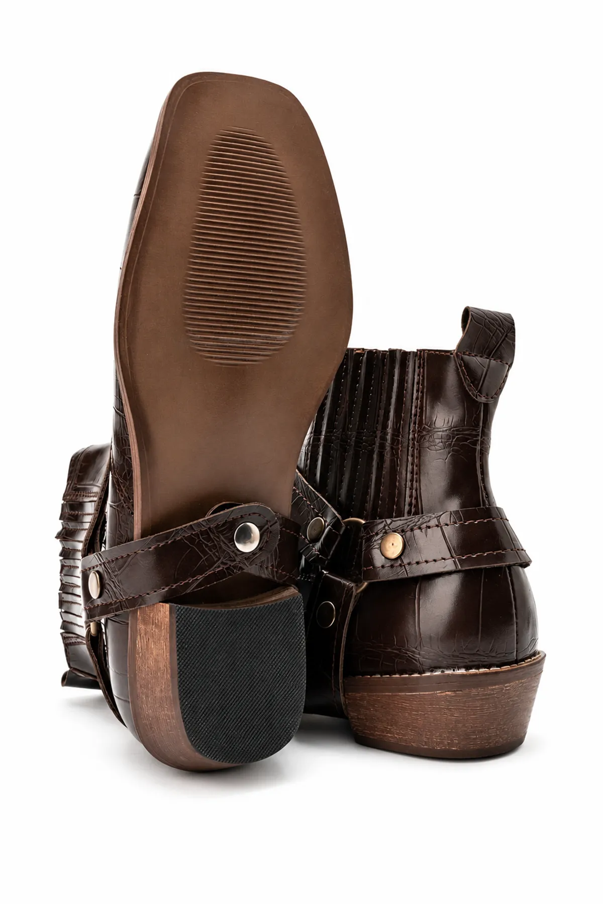 North Rider - Kahverengi - Cilt Croco Desen - Cowboy Erkek Bot