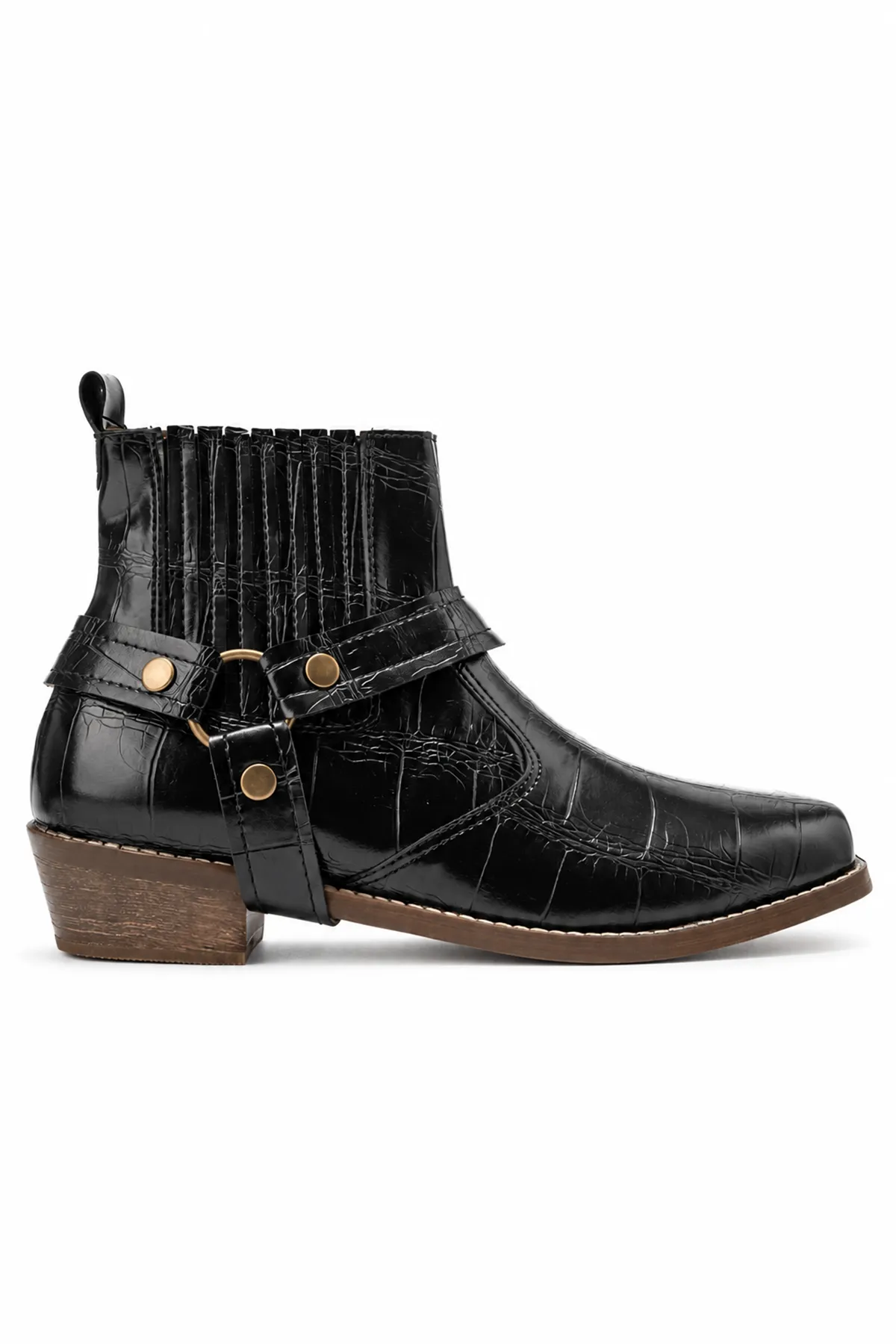 North Rider - Siyah - Cilt Croco Desen - Cowboy Erkek Bot
