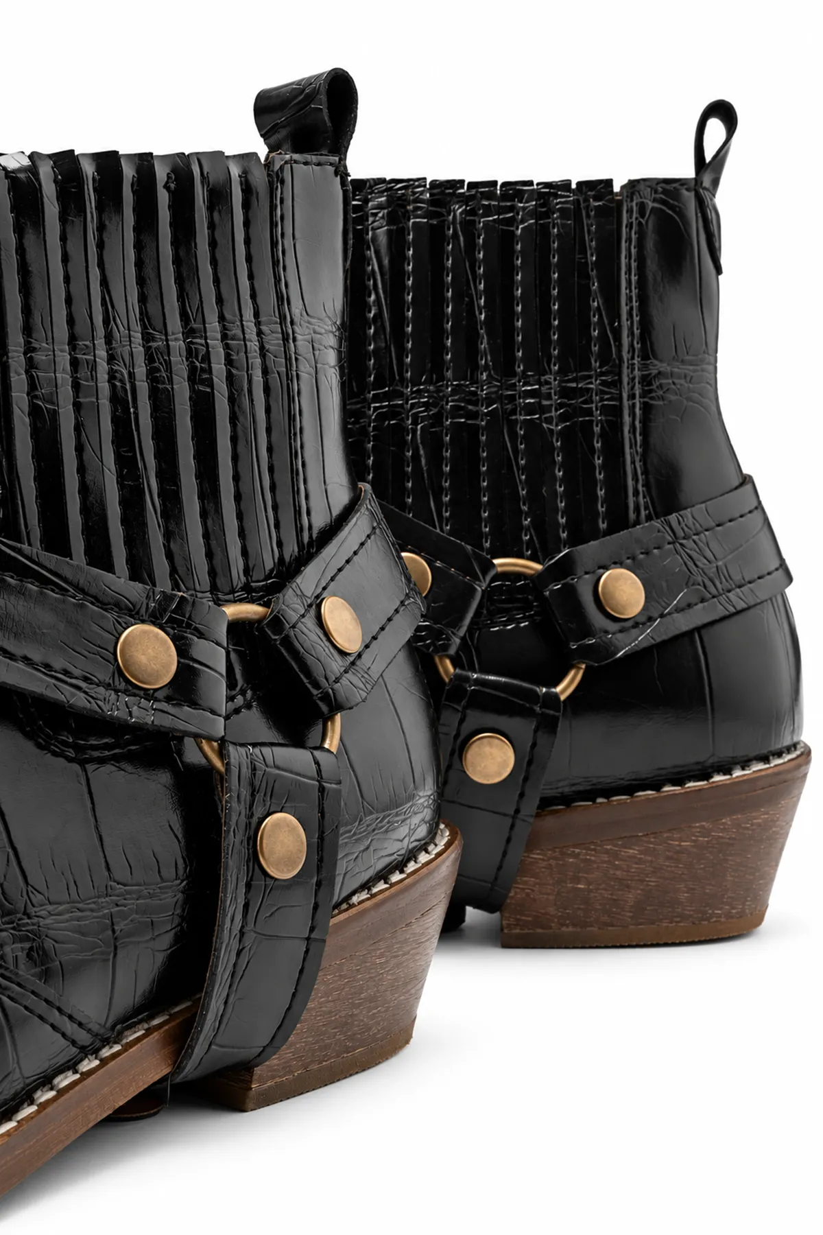 North Rider - Siyah - Cilt Croco Desen - Cowboy Erkek Bot