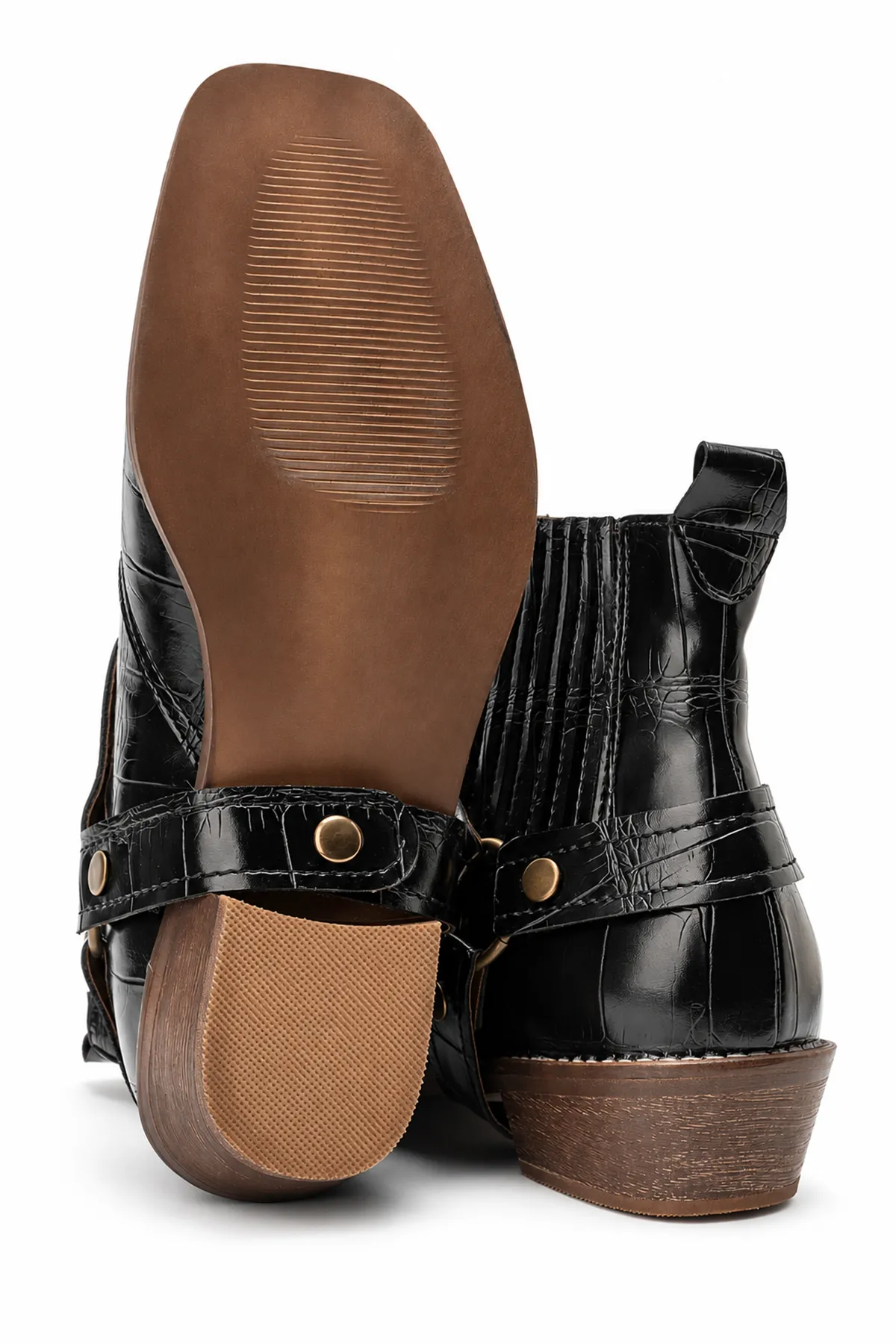 North Rider - Siyah - Cilt Croco Desen - Cowboy Erkek Bot