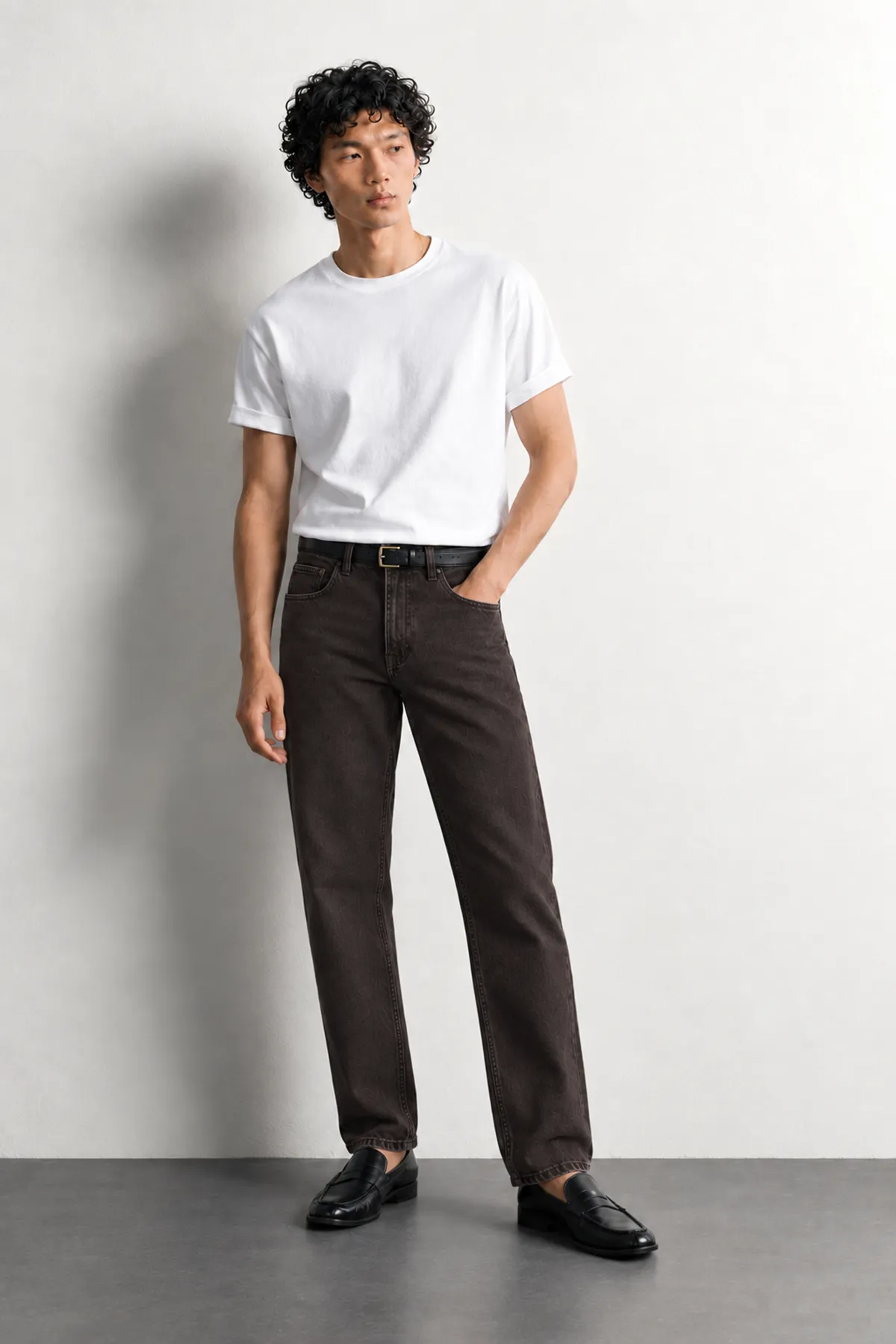 Brick - Koyu Kahve - Tapered Delüks Street - %100 Pamuk Denim - Erkek Kot Pantolon