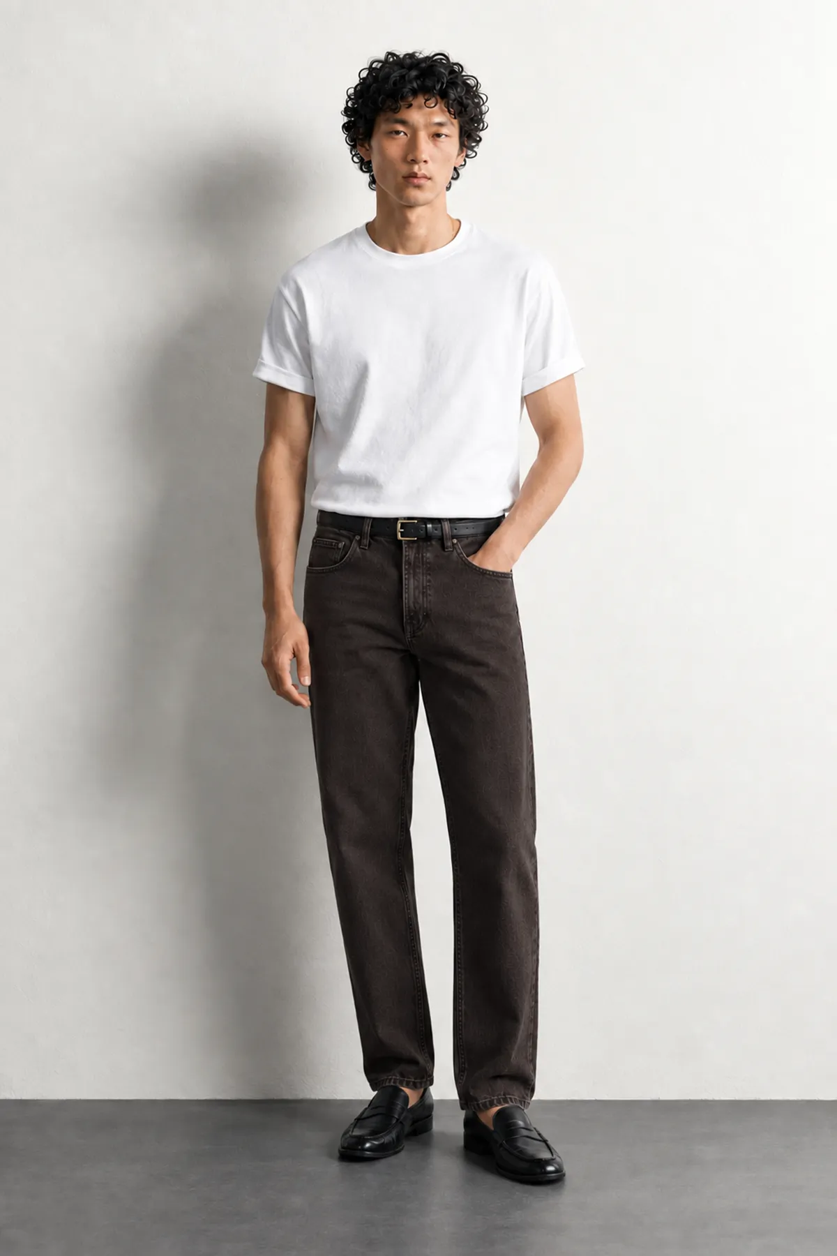 Brick - Koyu Kahve - Tapered Delüks Street - %100 Pamuk Denim - Erkek Kot Pantolon