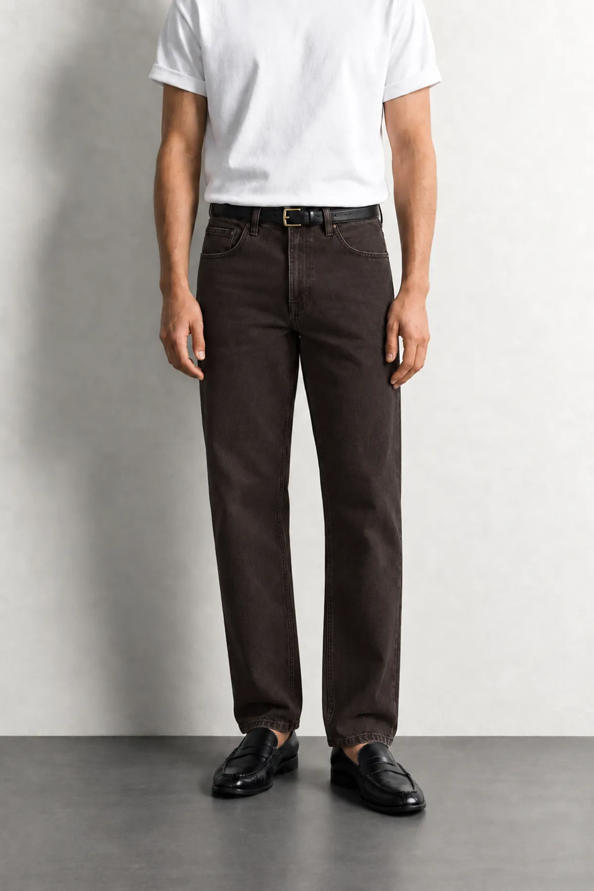 Brick - Koyu Kahve - Tapered Delüks Street - %100 Pamuk Denim - Erkek Kot Pantolon
