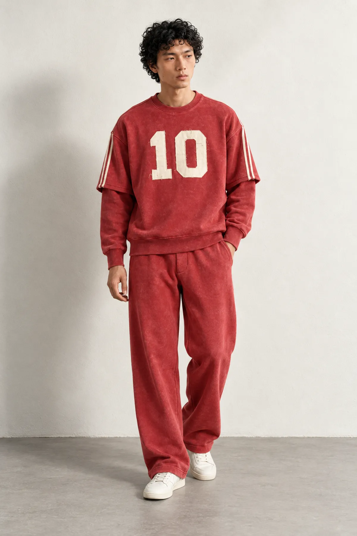 Arlo - Kırmızı - Bisiklet Yaka %100 Pamuk - Erkek Sweatshirt