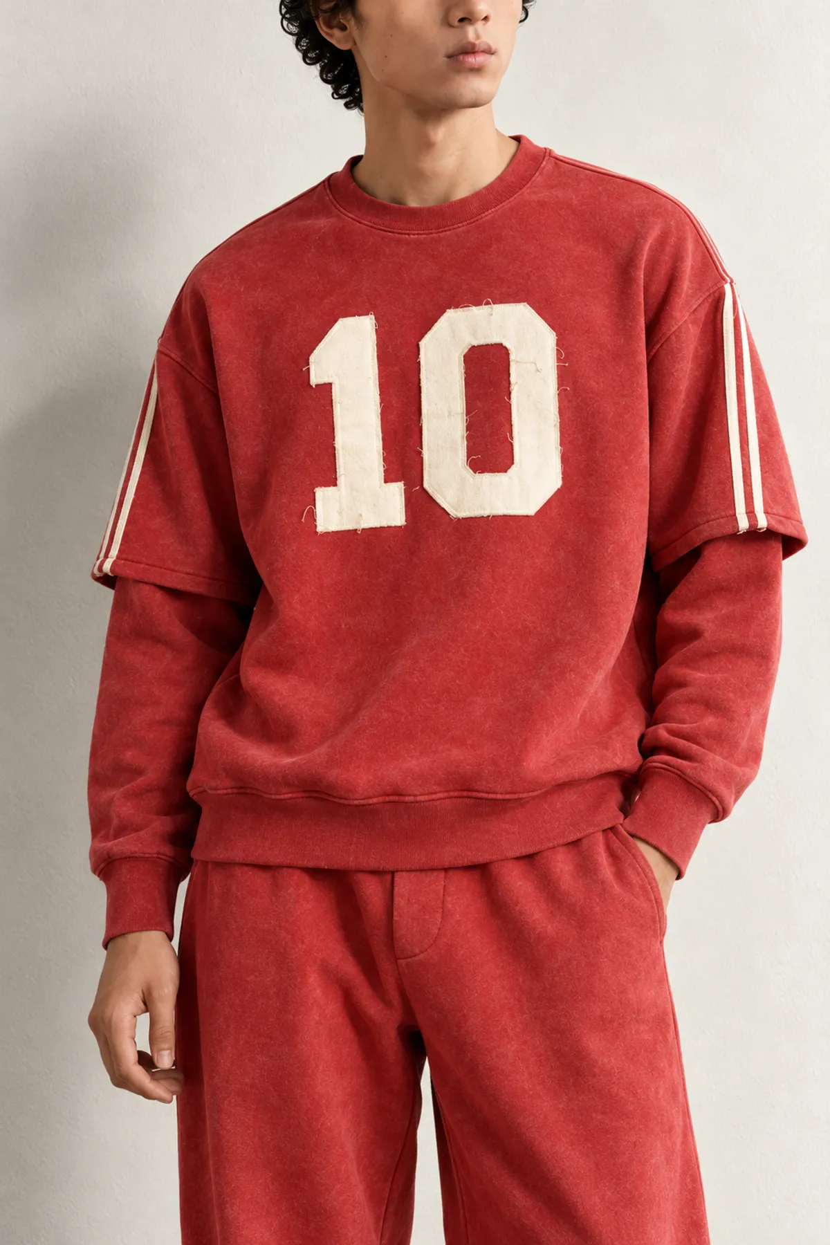 Arlo - Kırmızı - Bisiklet Yaka %100 Pamuk - Erkek Sweatshirt