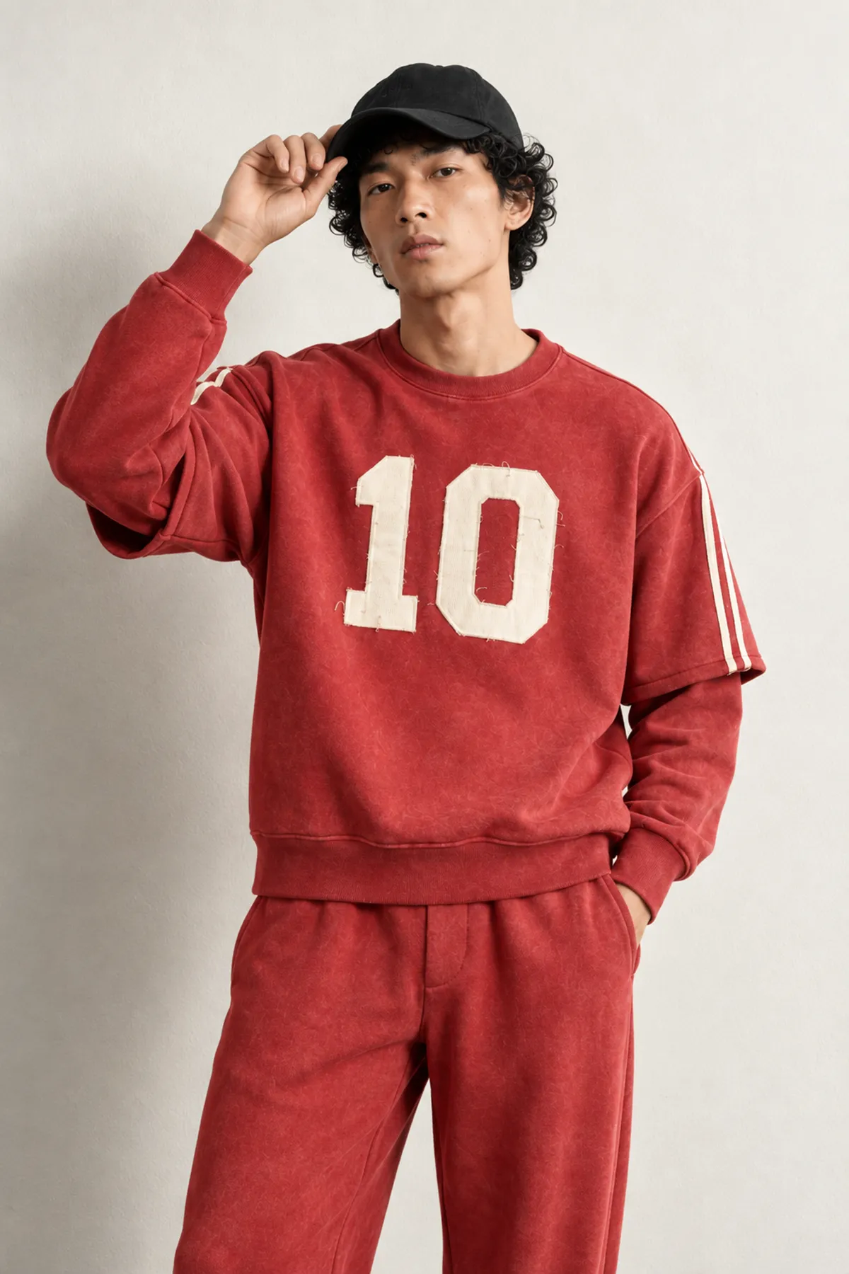 Arlo - Kırmızı - Bisiklet Yaka %100 Pamuk - Erkek Sweatshirt