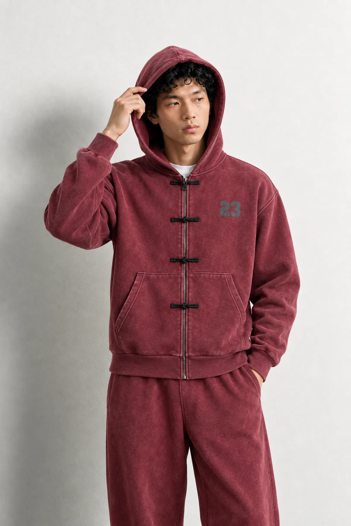 Weldon - Bordo - Kapüşonlu Fermuarlı %100 Pamuk - Erkek Sweatshirt
