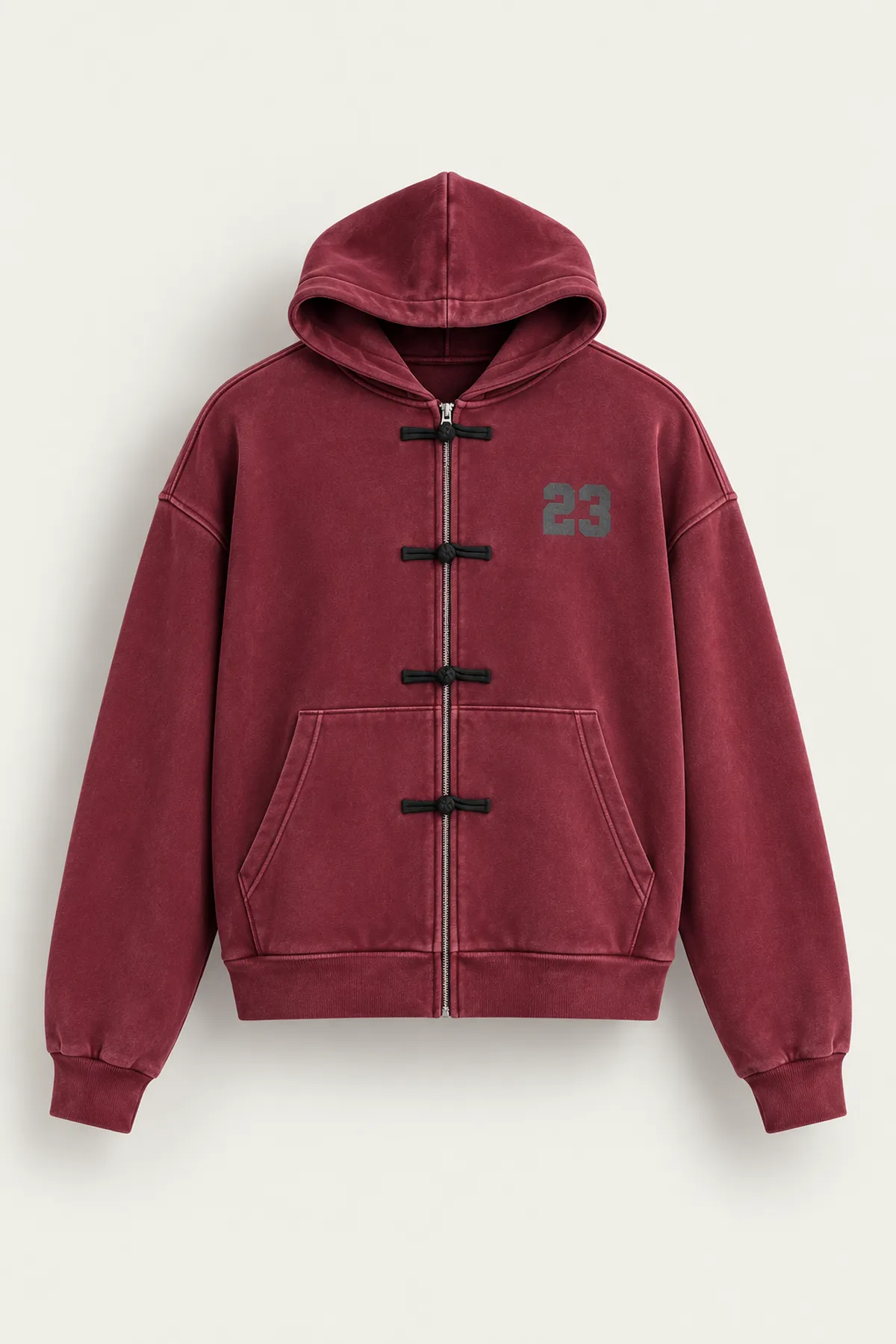 Weldon - Bordo - Kapüşonlu Fermuarlı %100 Pamuk - Erkek Sweatshirt