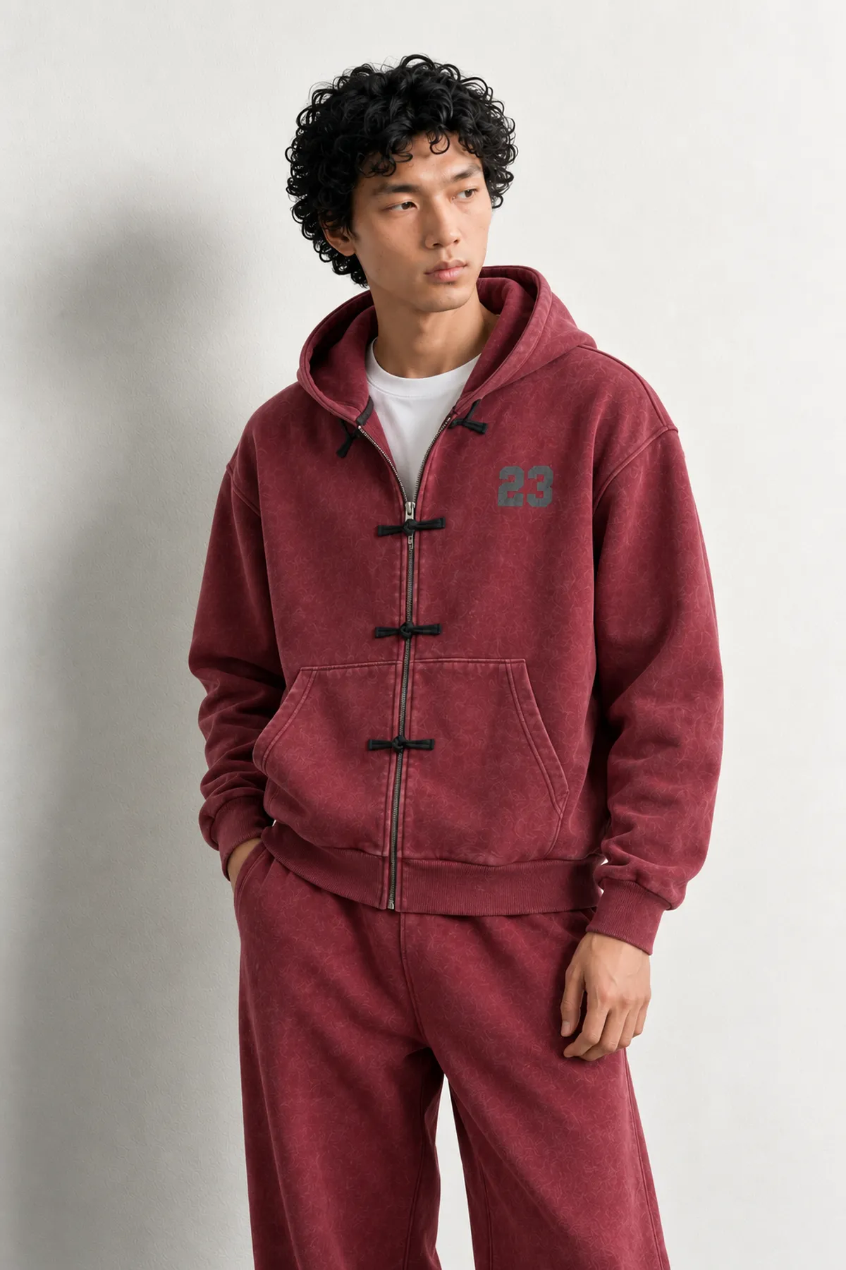 Weldon - Bordo - Kapüşonlu Fermuarlı %100 Pamuk - Erkek Sweatshirt