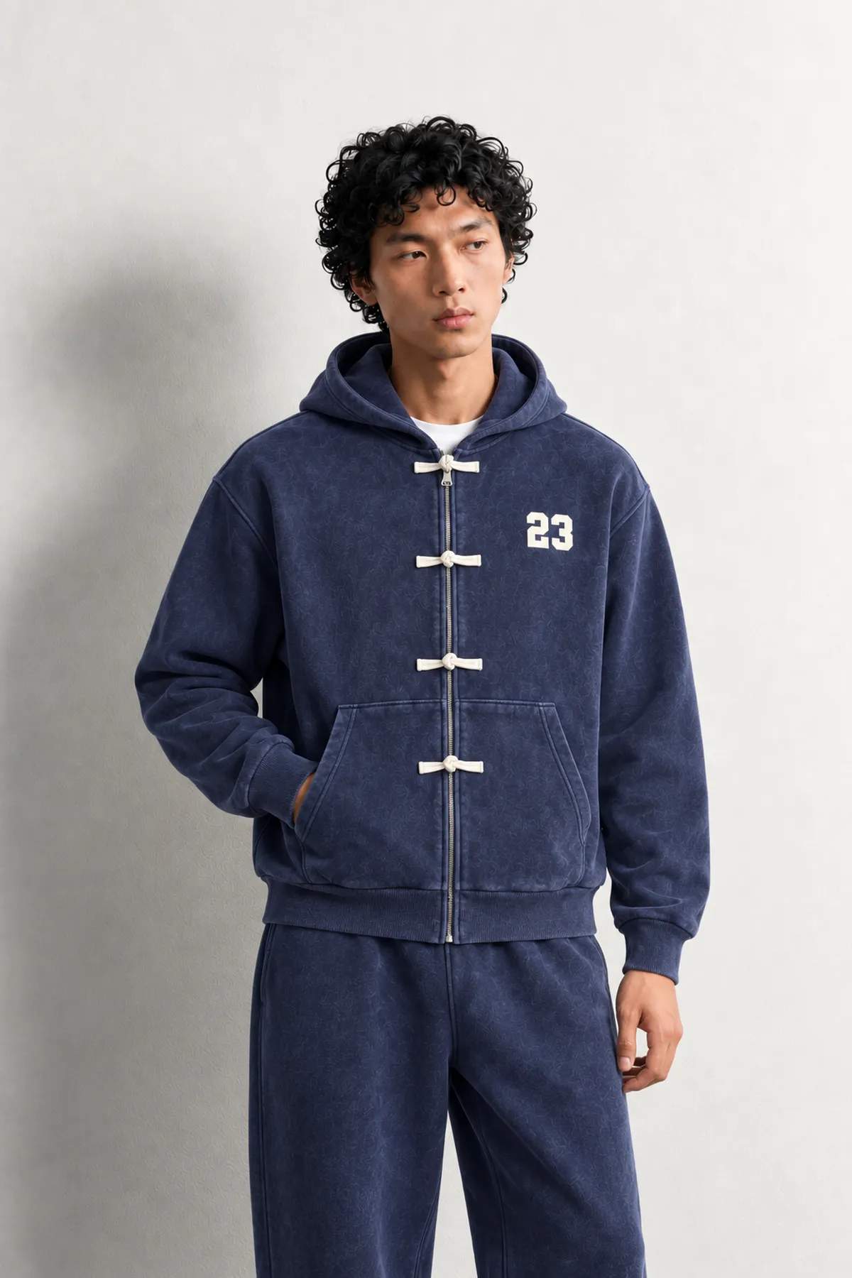 Weldon - Lacivert - Kapüşonlu Fermuarlı %100 Pamuk - Erkek Sweatshirt