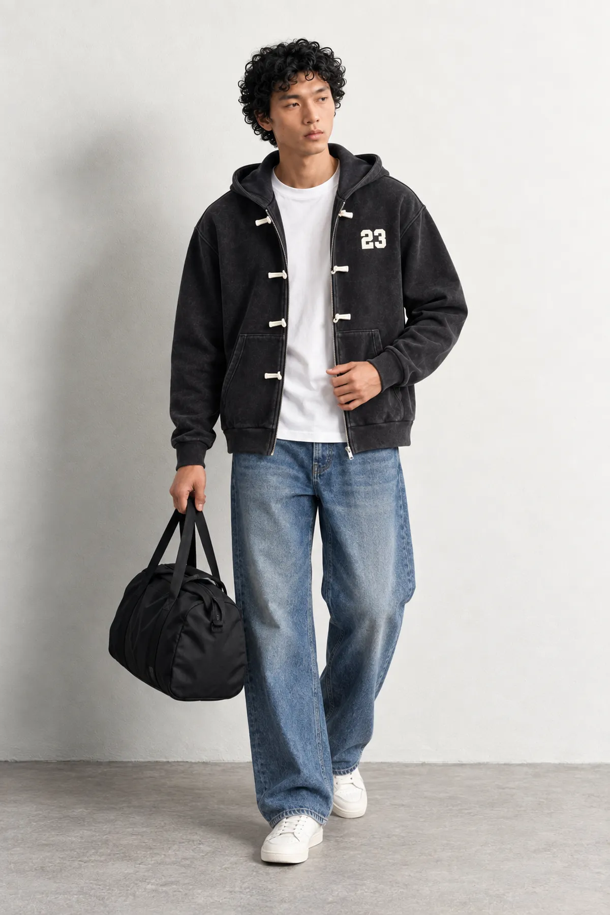 Weldon - Siyah - Kapüşonlu Fermuarlı %100 Pamuk - Erkek Sweatshirt