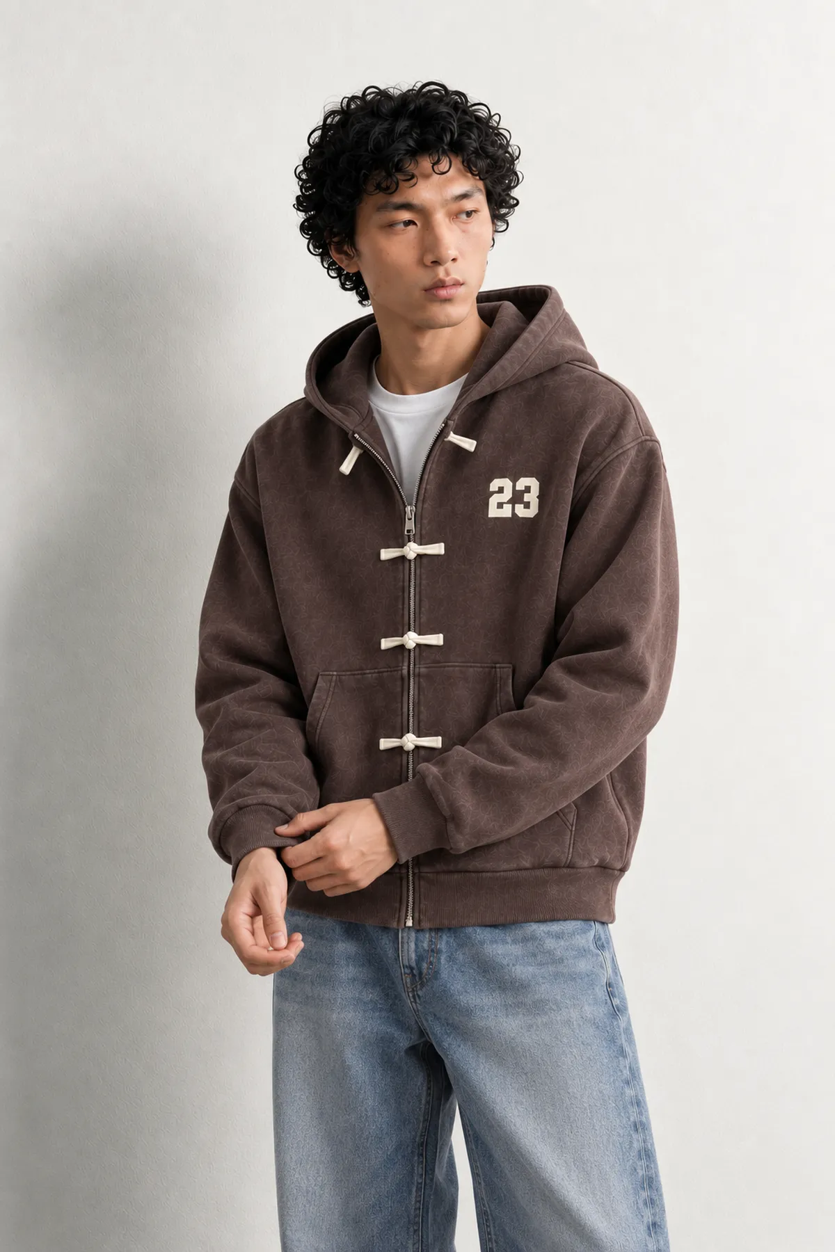 Weldon - Kahverengi - Kapüşonlu Fermuarlı %100 Pamuk - Erkek Sweatshirt