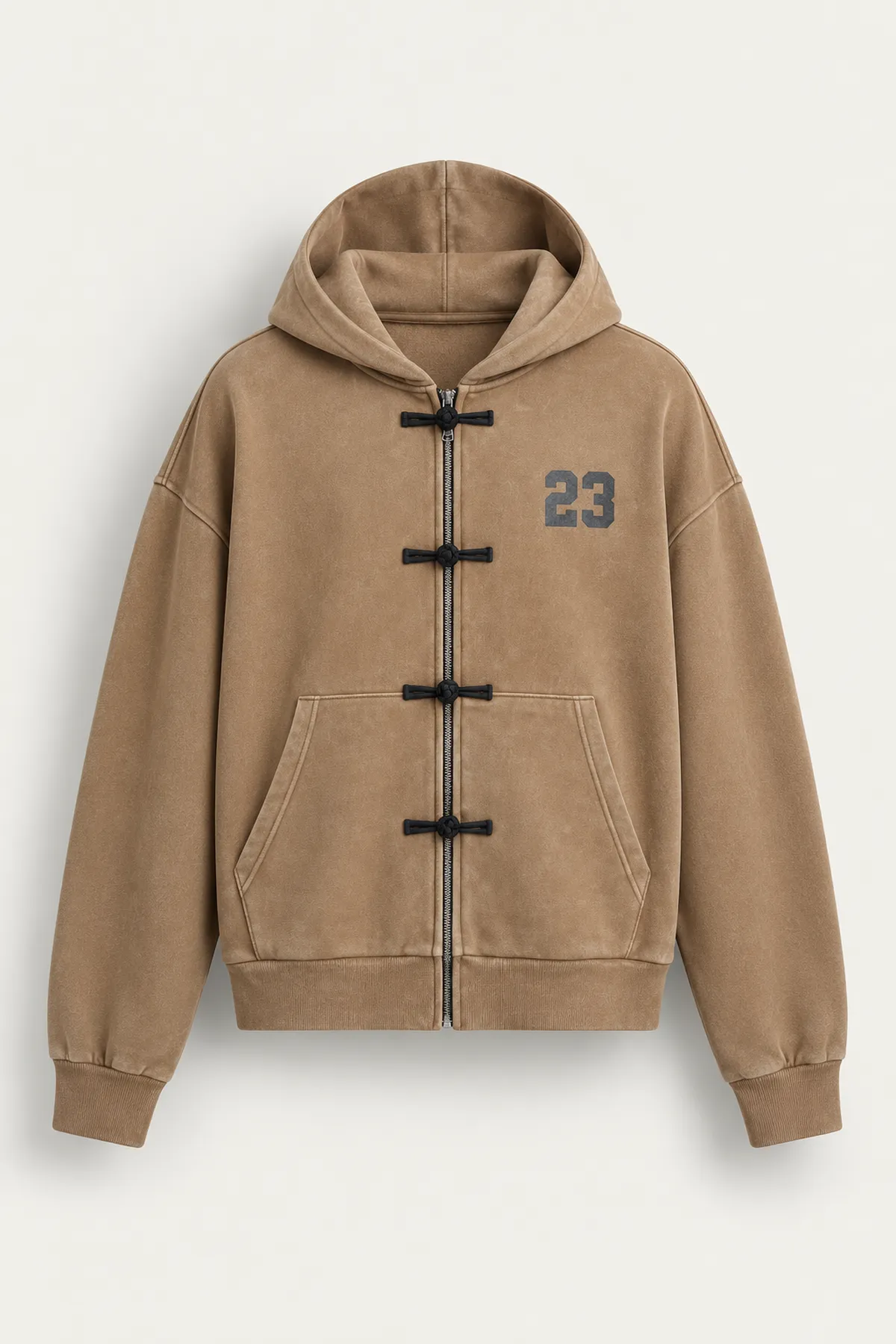 Weldon - Bej - Kapüşonlu Fermuarlı %100 Pamuk - Erkek Sweatshirt