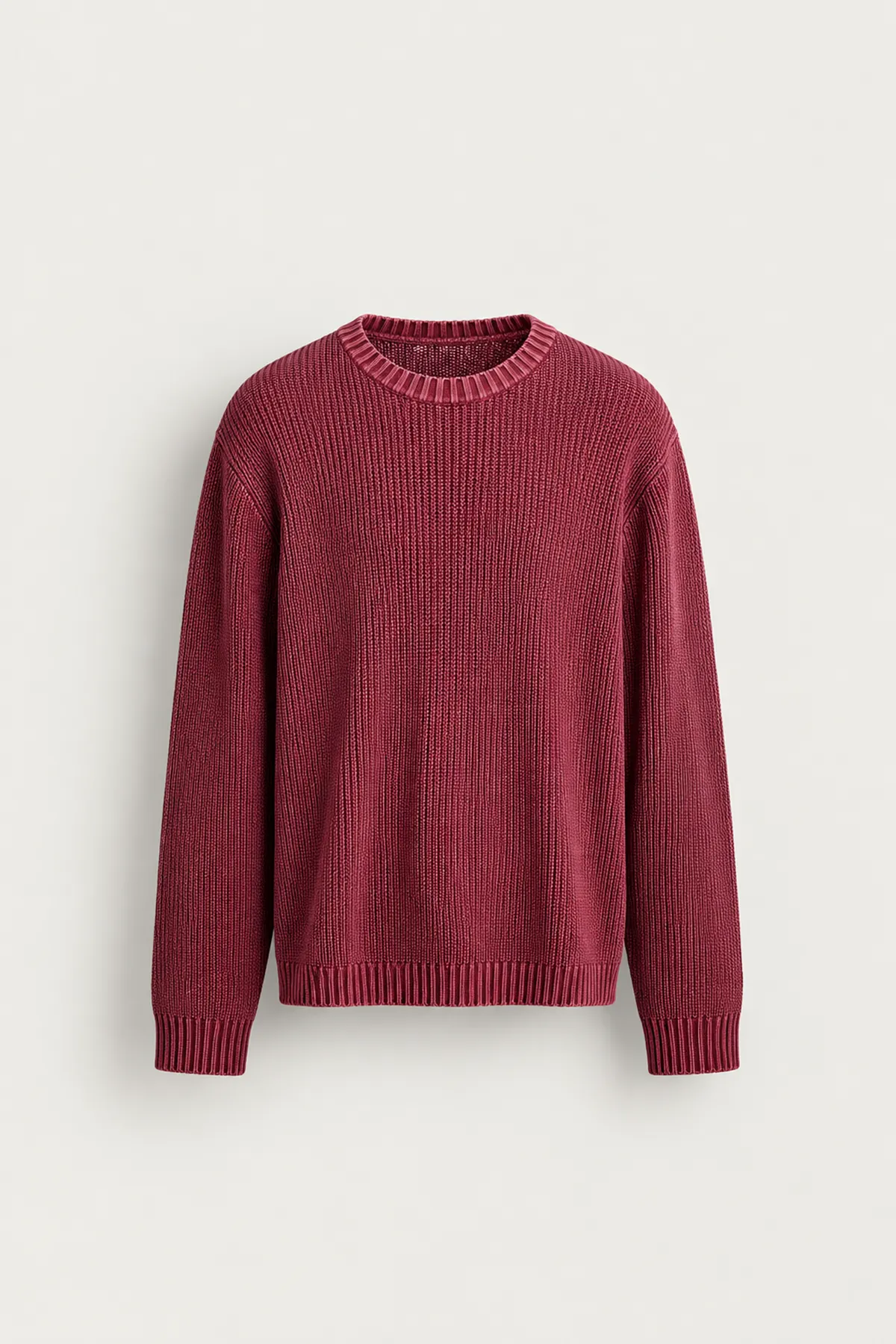 Knole - Bordo - Boxy Fit Geniş Yaka - Erkek Kazak