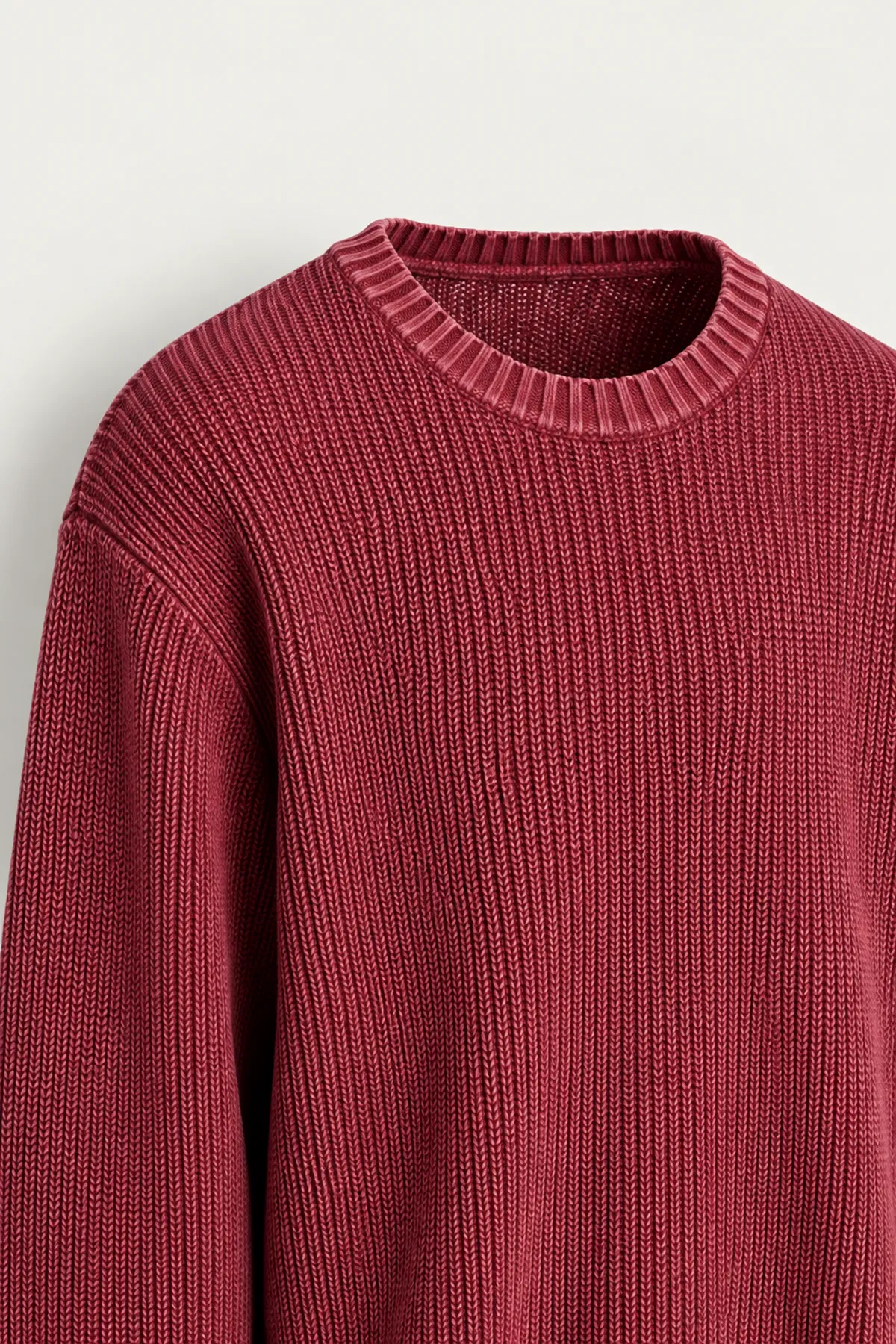 Knole - Bordo - Boxy Fit Geniş Yaka - Erkek Kazak