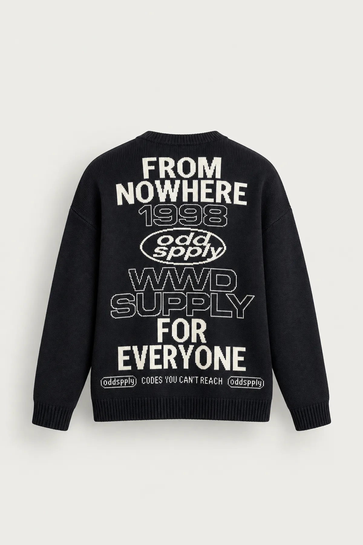 Supply - Siyah - Oversize Fit Bisiklet Yaka - Erkek Kazak