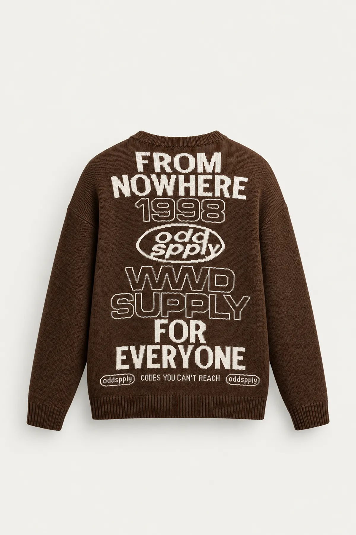 Supply - Kahverengi - Oversize Fit Bisiklet Yaka - Erkek Kazak