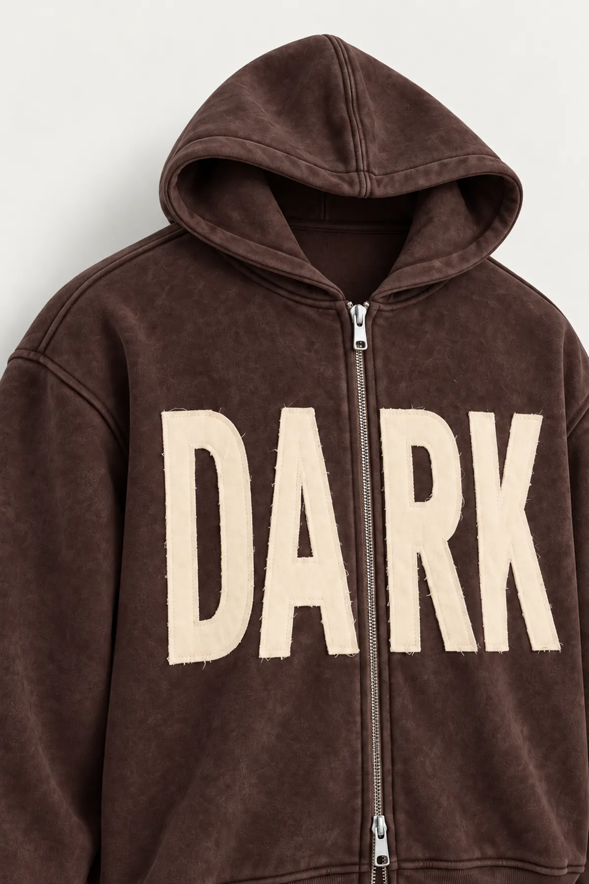 Dark - Kahverengi - Kapüşonlu Çift Fermuarlı - Pamuklu Erkek Sweatshirt