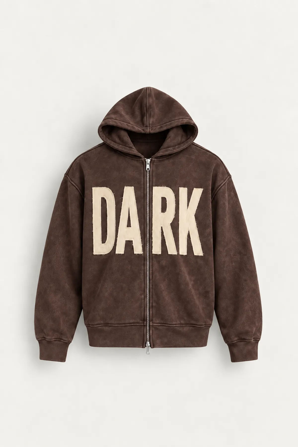 Dark - Kahverengi - Kapüşonlu Çift Fermuarlı - Pamuklu Erkek Sweatshirt