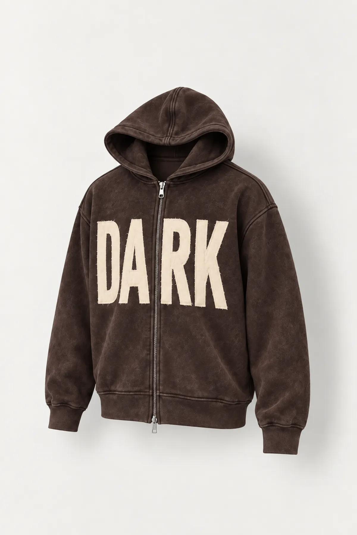 Dark - Kahverengi - Kapüşonlu Çift Fermuarlı - Pamuklu Erkek Sweatshirt